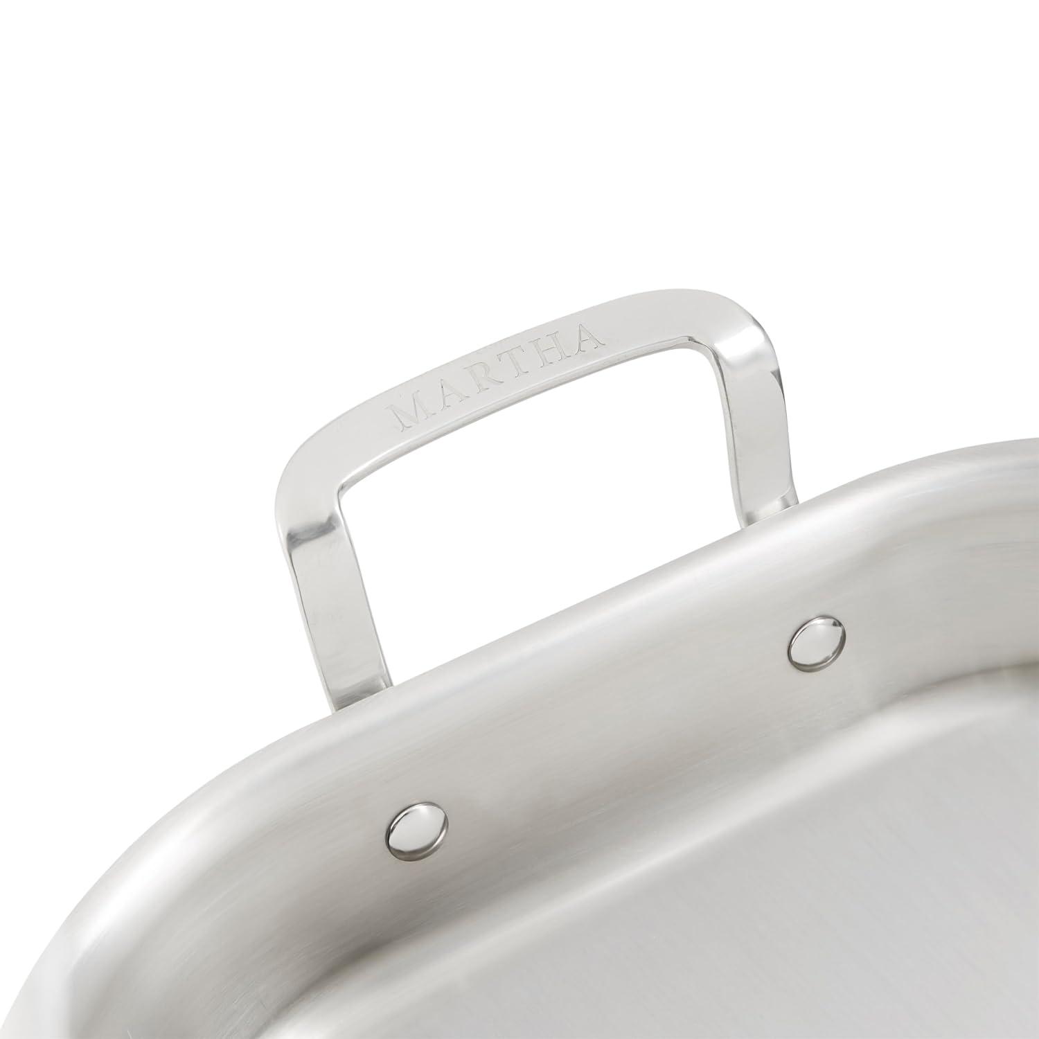 Stainless Steel 16" Roasting Pan with Flat Rack and Handles