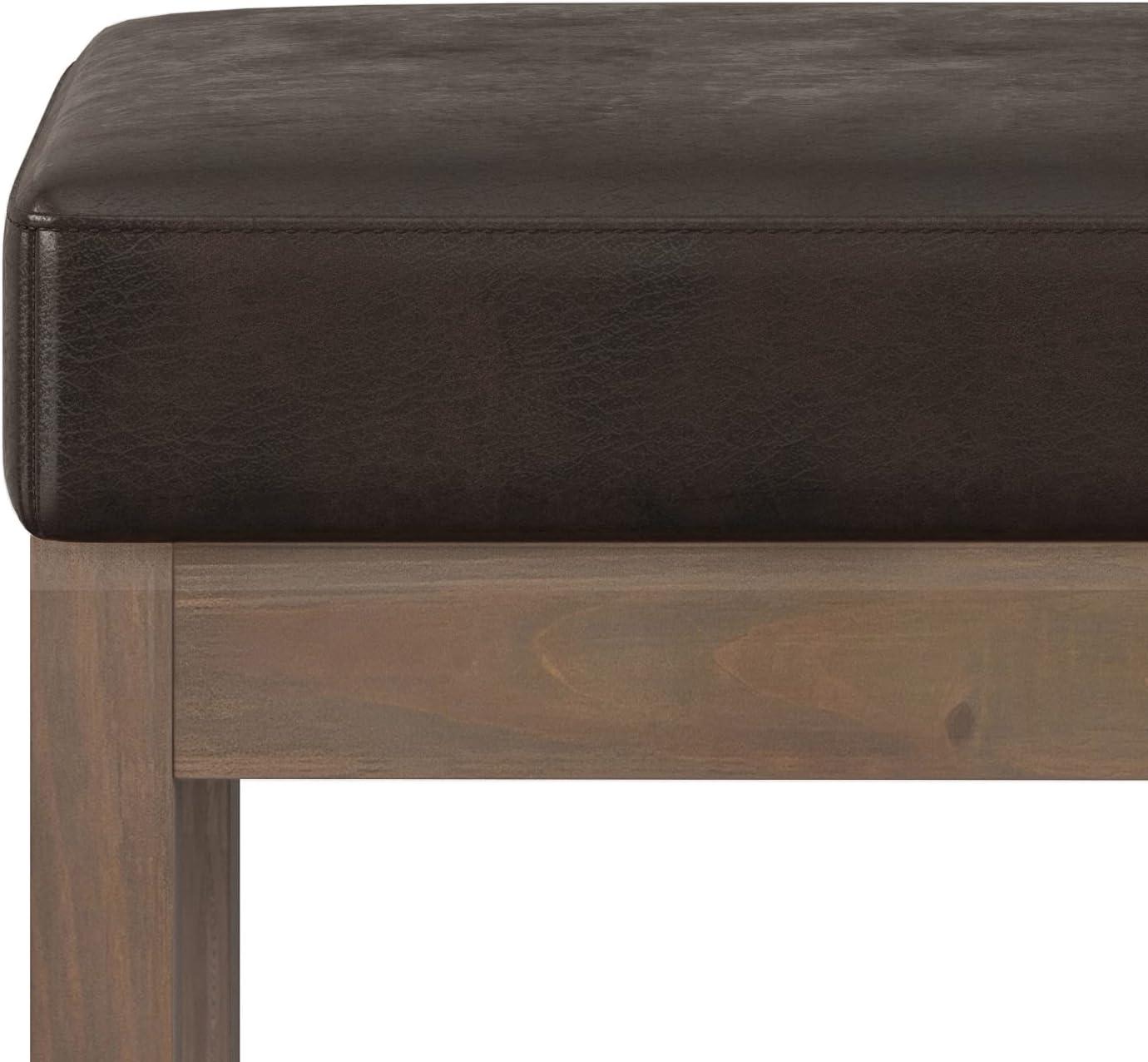 Milltown 27" Distressed Brown Faux Leather Narrow Footstool Ottoman