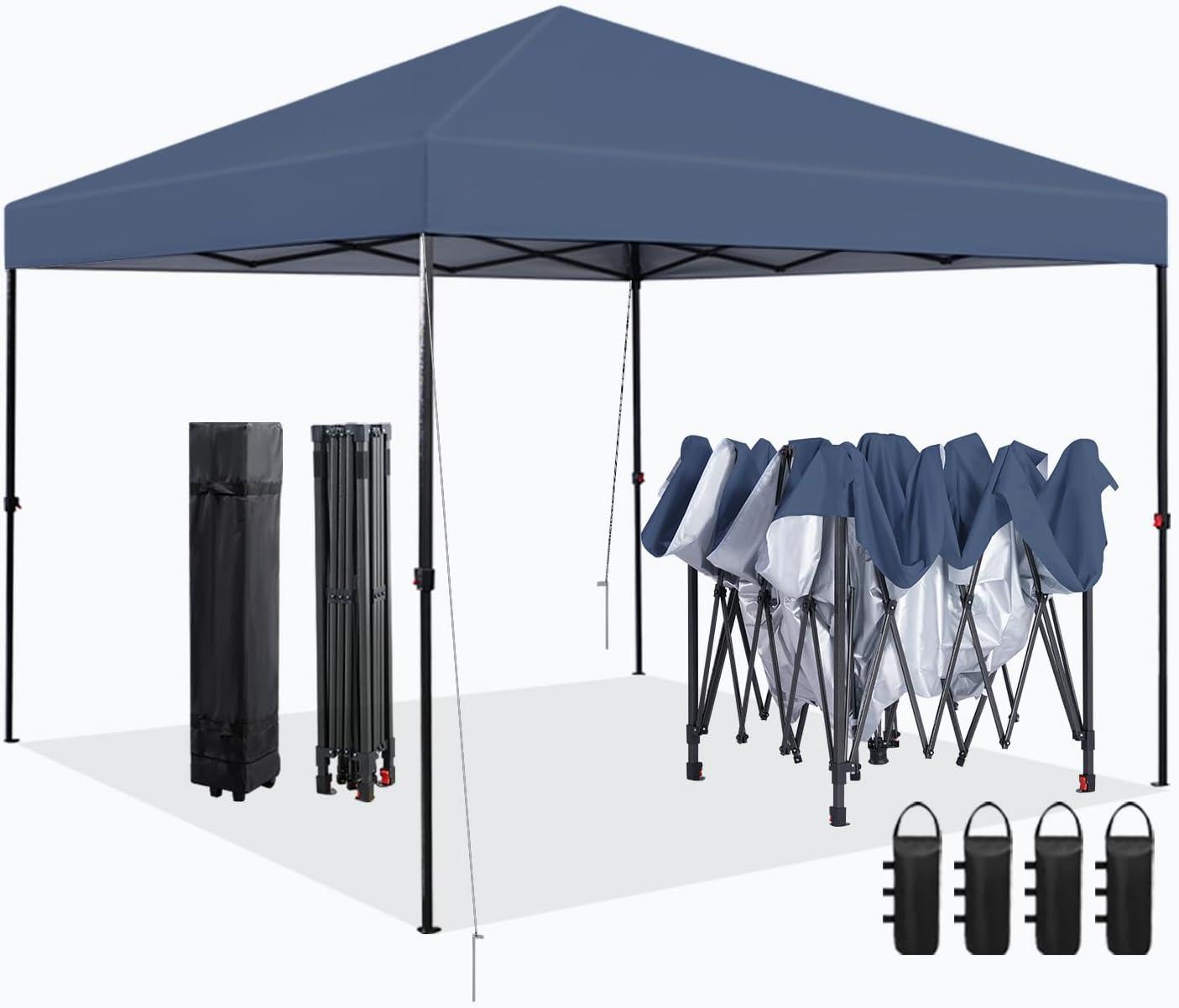 YRLLENSDAN Pop Up Canopy 10x10, Pop Up Tents for Parties 10x10 Outdoor Canopy Pop Up Tent Canopy Waterproof Canopy UV Protection Shade Tent for Backyard Popup Tent 10x10, Blue