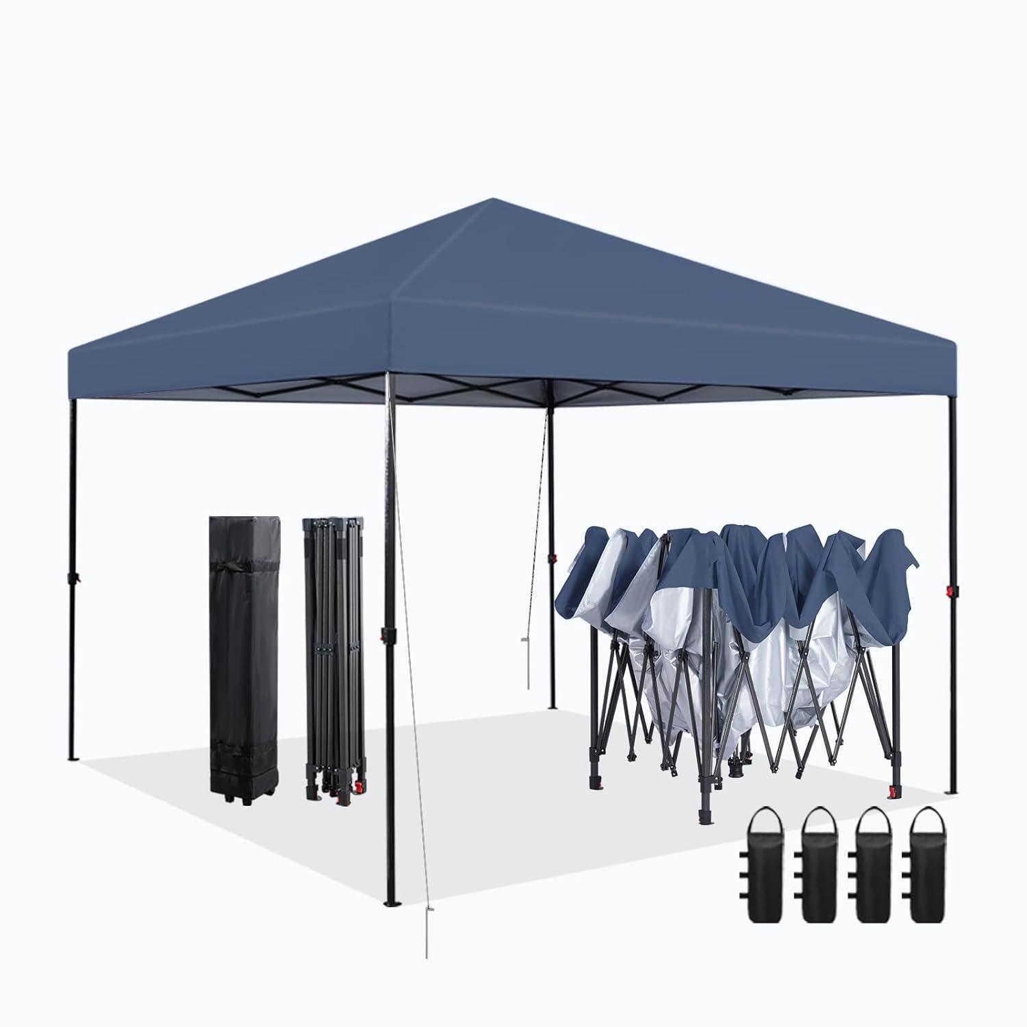 YRLLENSDAN Pop Up Canopy 10x10, Pop Up Tents for Parties 10x10 Outdoor Canopy Pop Up Tent Canopy Waterproof Canopy UV Protection Shade Tent for Backyard Popup Tent 10x10, Blue
