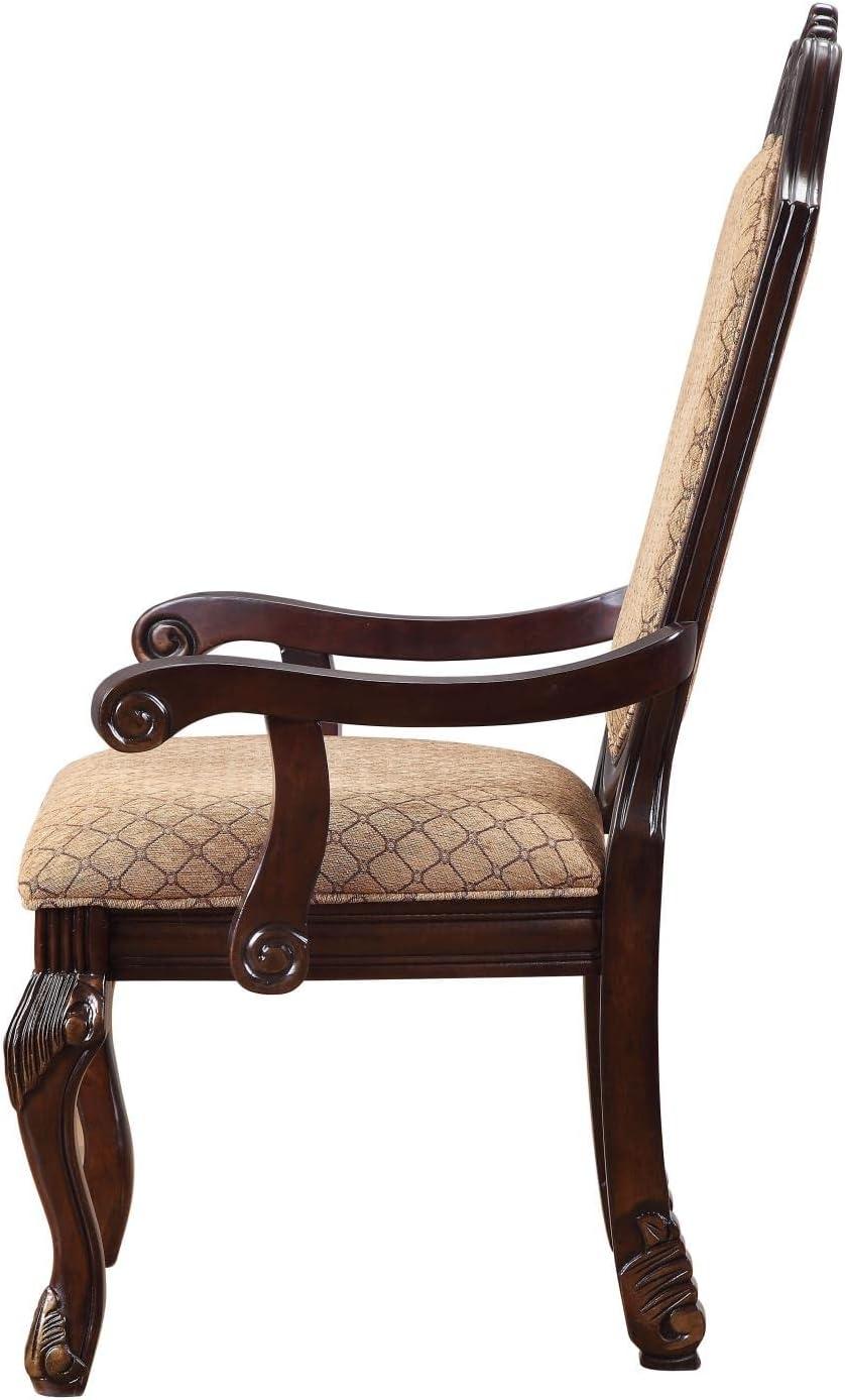 Espresso Floral Wood 29" Accent Dining Chair with Arm Rest