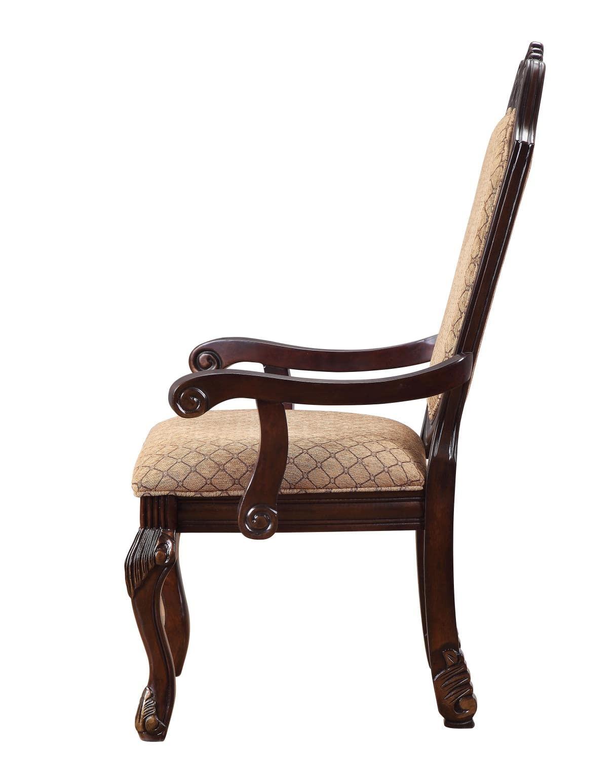 Chateau De Ville 29" Accent Chairs Fabric and Espresso - Acme Furniture: Luxurious Dining Armchair, Queen Anne Legs