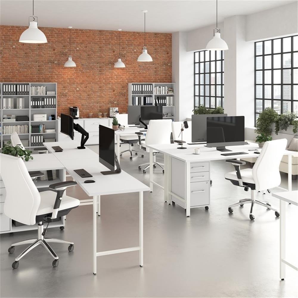 Bush Business Furniture Hustle Tall 5 Shelf Bookcase in White