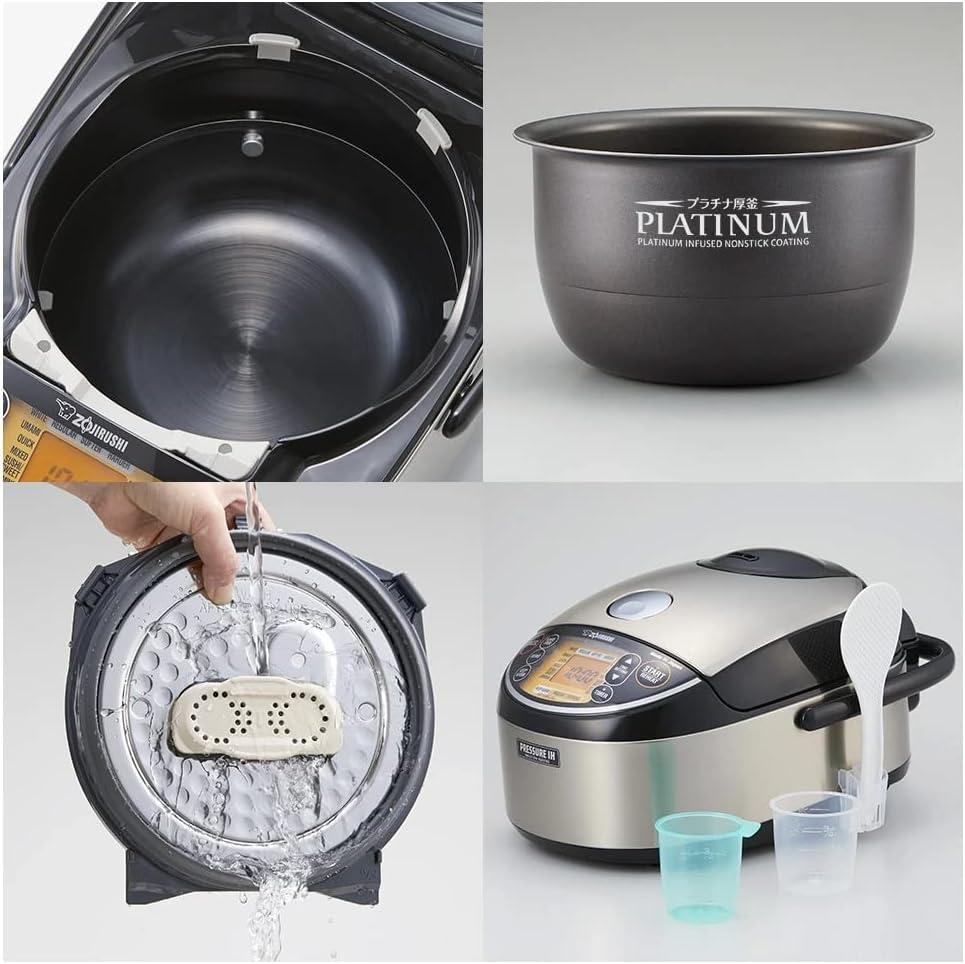 Zojirushi NP-NWC10XB Pressure Induction Heating Rice Cooker & Warmer 5.5 Cup (Uncooked): 11 Settings, Nonstick, 1240W