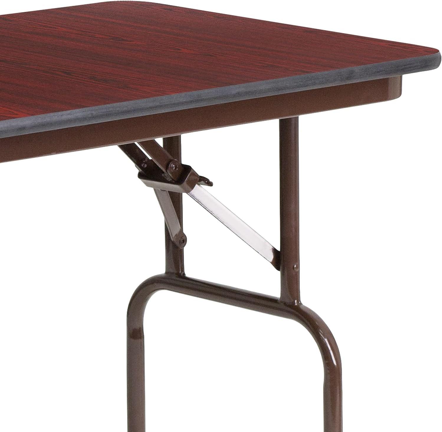 Flash Furniture Wofford 24" x 48" Rectangular Mahogany Melamine Laminate Folding Banquet Table