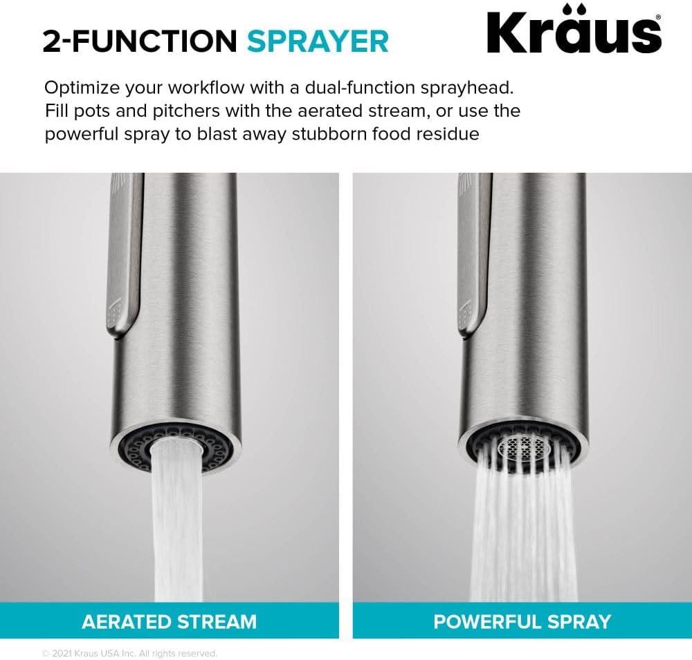 KRAUS Oletto Contemporary Pull-Down Single Handle Kitchen Faucet in Spot Free Stainless Steel, KPF-3104SFS
