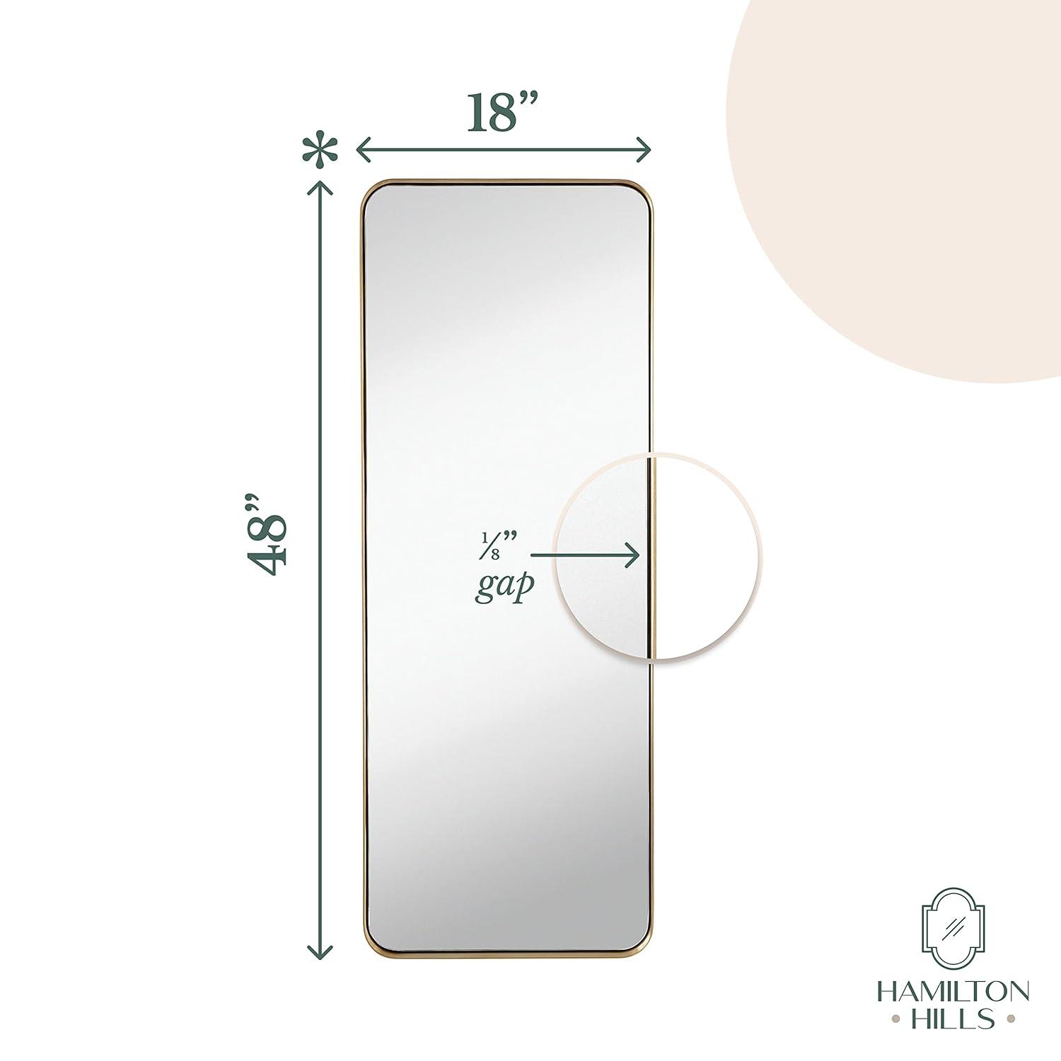 Hamilton Hills 18" x 48" Metal Black Framed Brushed Rectangular Wall Mirror