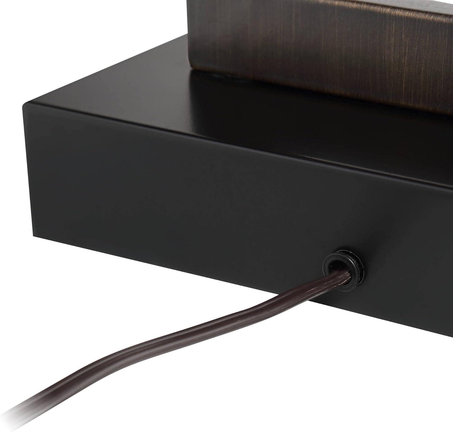 360 Lighting Todd Modern Table Lamp 30" Tall Bronze Rectangular with USB and AC Power Outlet in Base Oatmeal Fabric Shade for Living Room Office House