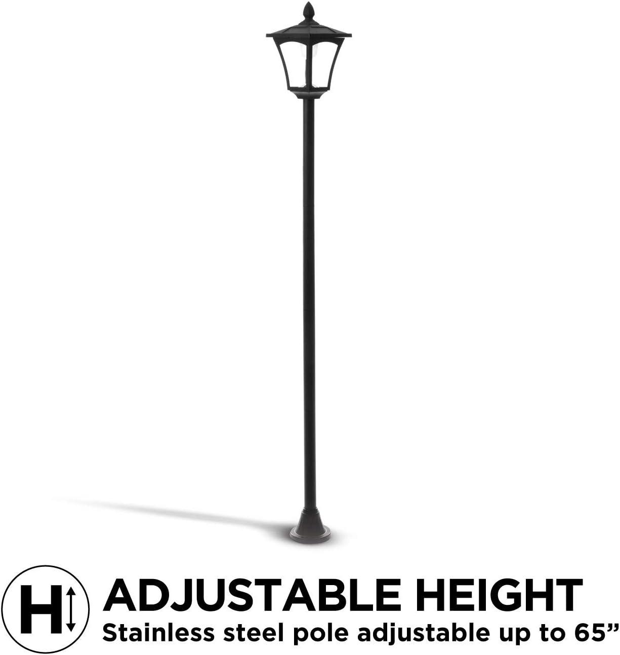 Home Zone Solar Lamp Post Light - 65" Tall, for Outdoor/Garden/Yard Decoration and Lighting
