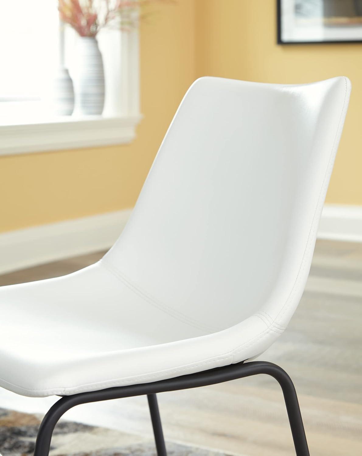 Low Urban Industrial White Faux Leather Side Chair