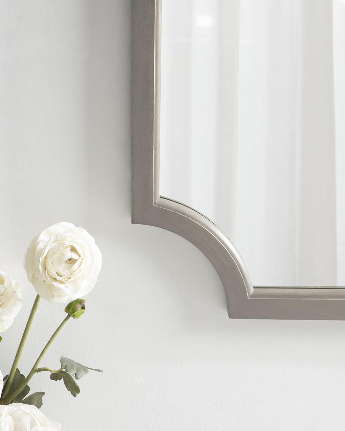 Kate & Laurel All Things Decor 24"x36" Hogan Framed Scallop Wall Mirror Gray: Modern Design, No Assembly Required