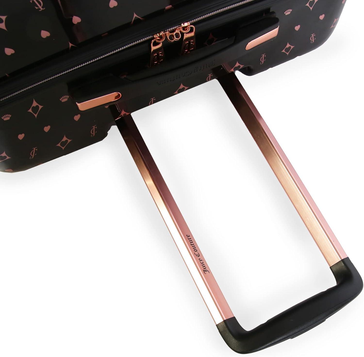 Juicy Couture Women's Arwen Spinner Luggage, Black/Rose Gold, 2pc Set
