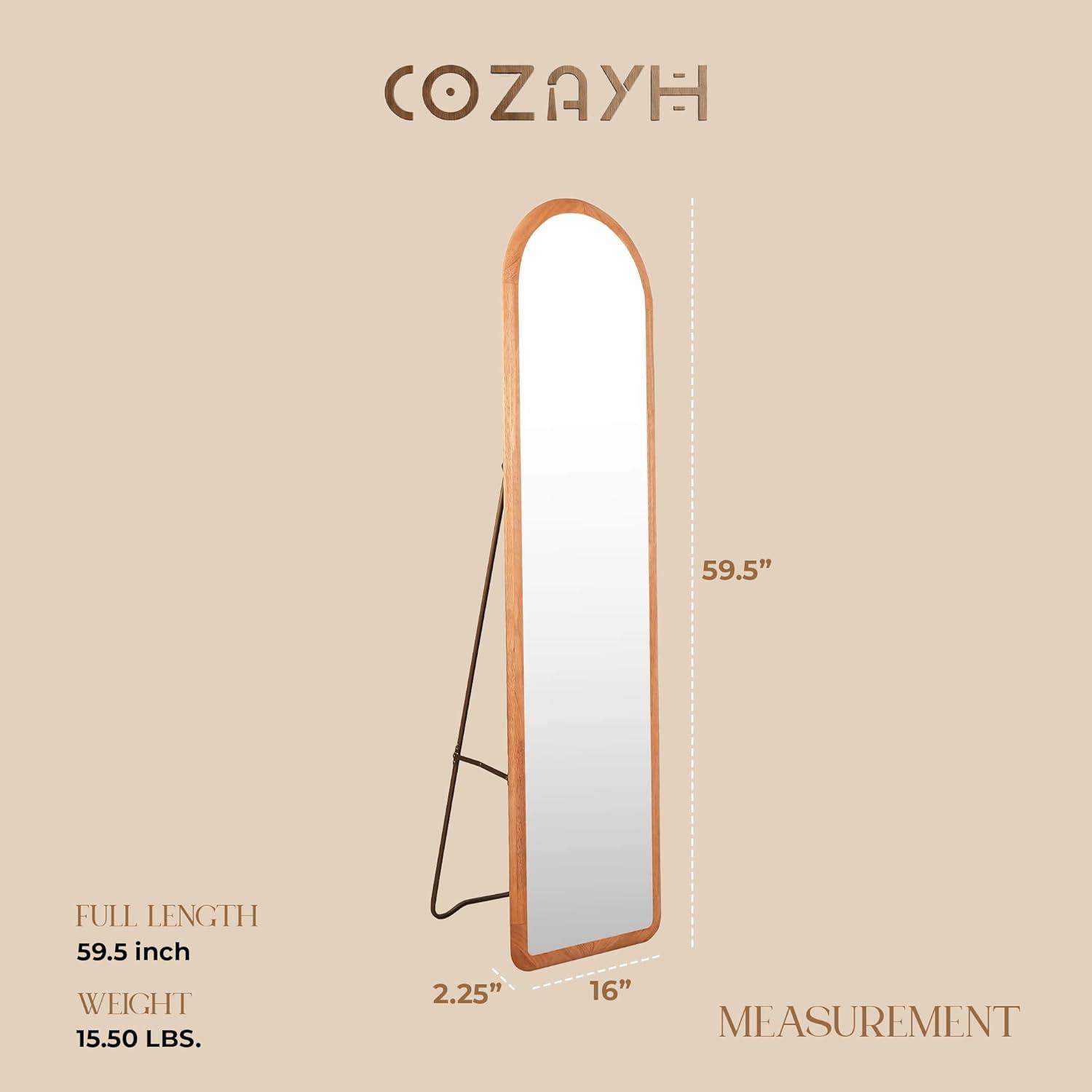 COZAYH Full Length Mirror with Stand, Dressing Wall-Mounted Mirror, Floor Mirror Solid Wood Frame, Large Body Mirror for Bedroom, Bathroom, Living Room