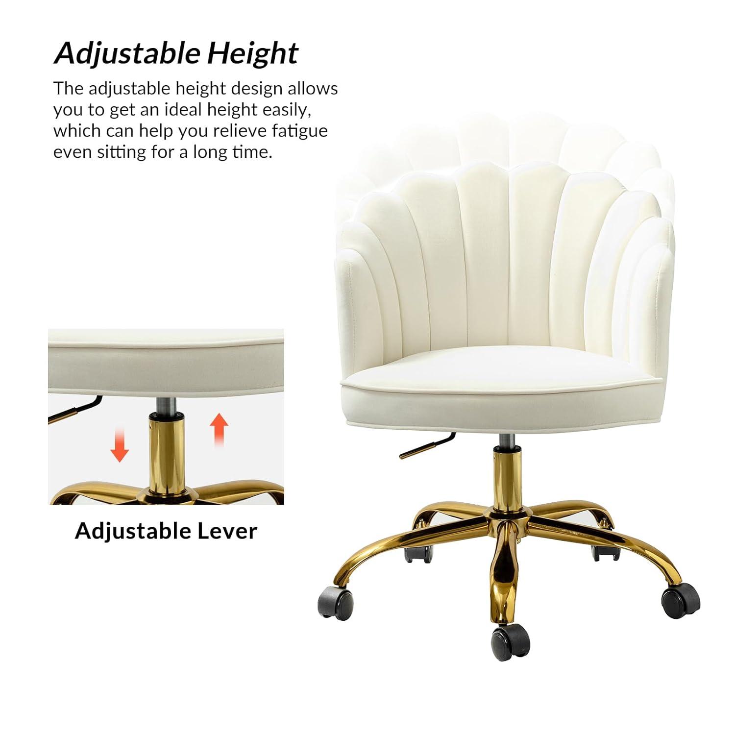 Ilia comtemperary wingback Task Chair Swivel Office Chair  with channel Tufted Back | Karat Home - IVORY