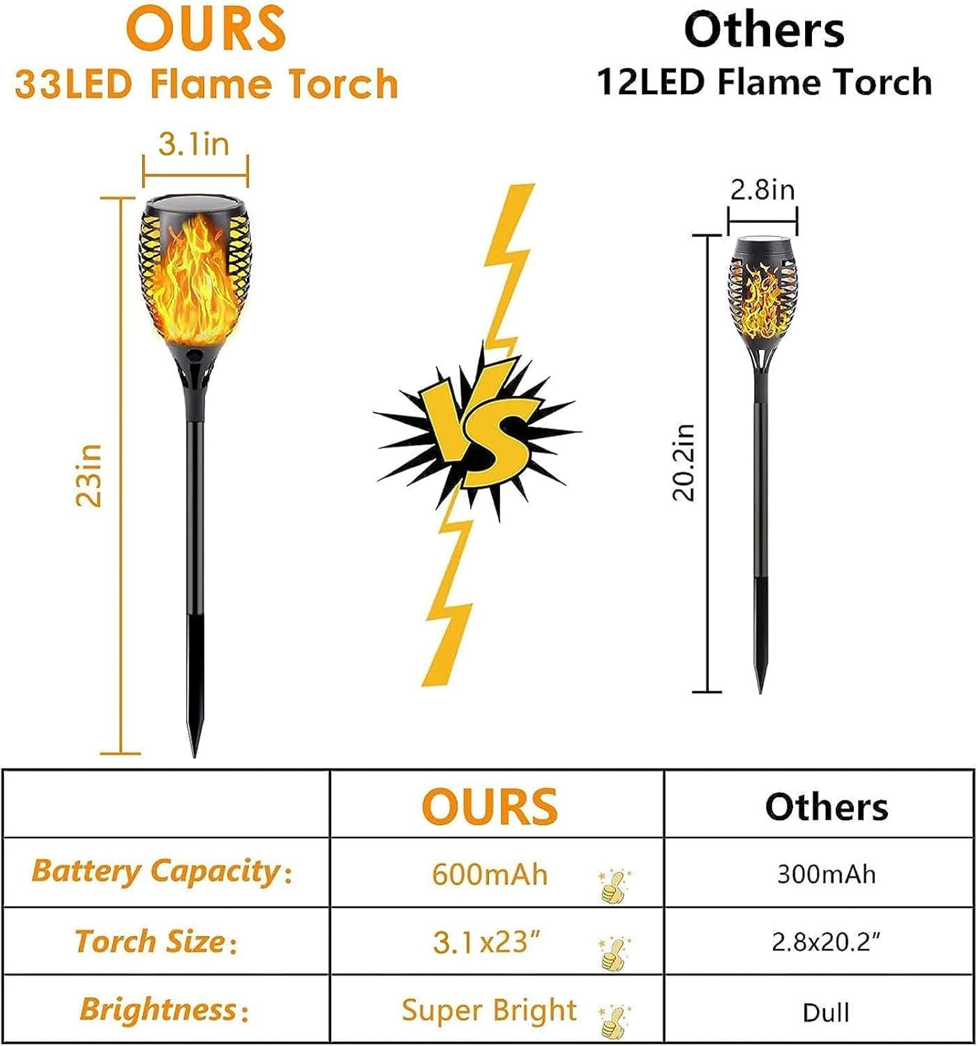 Upgraded Solar Lights Outdoor, 6 Pack Flickering Flame Solar Torch Lights with Super Larger Size for Halloween Decor, Solar Halloween Lights Waterproof Solar Powered Outdoor Lights for Garden Pathway