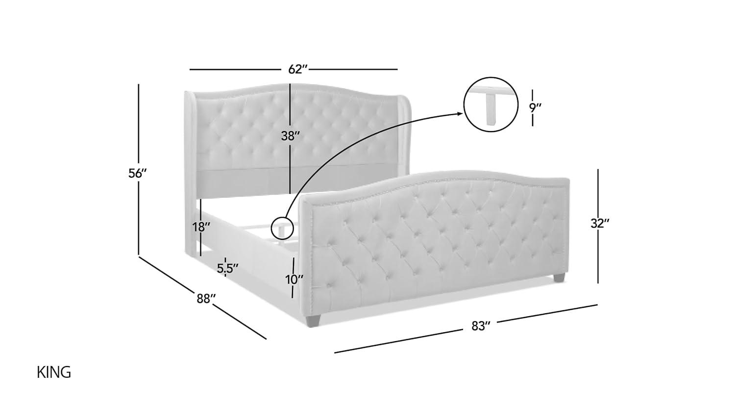 Marcella Tufted Wingback King Bed Bright White