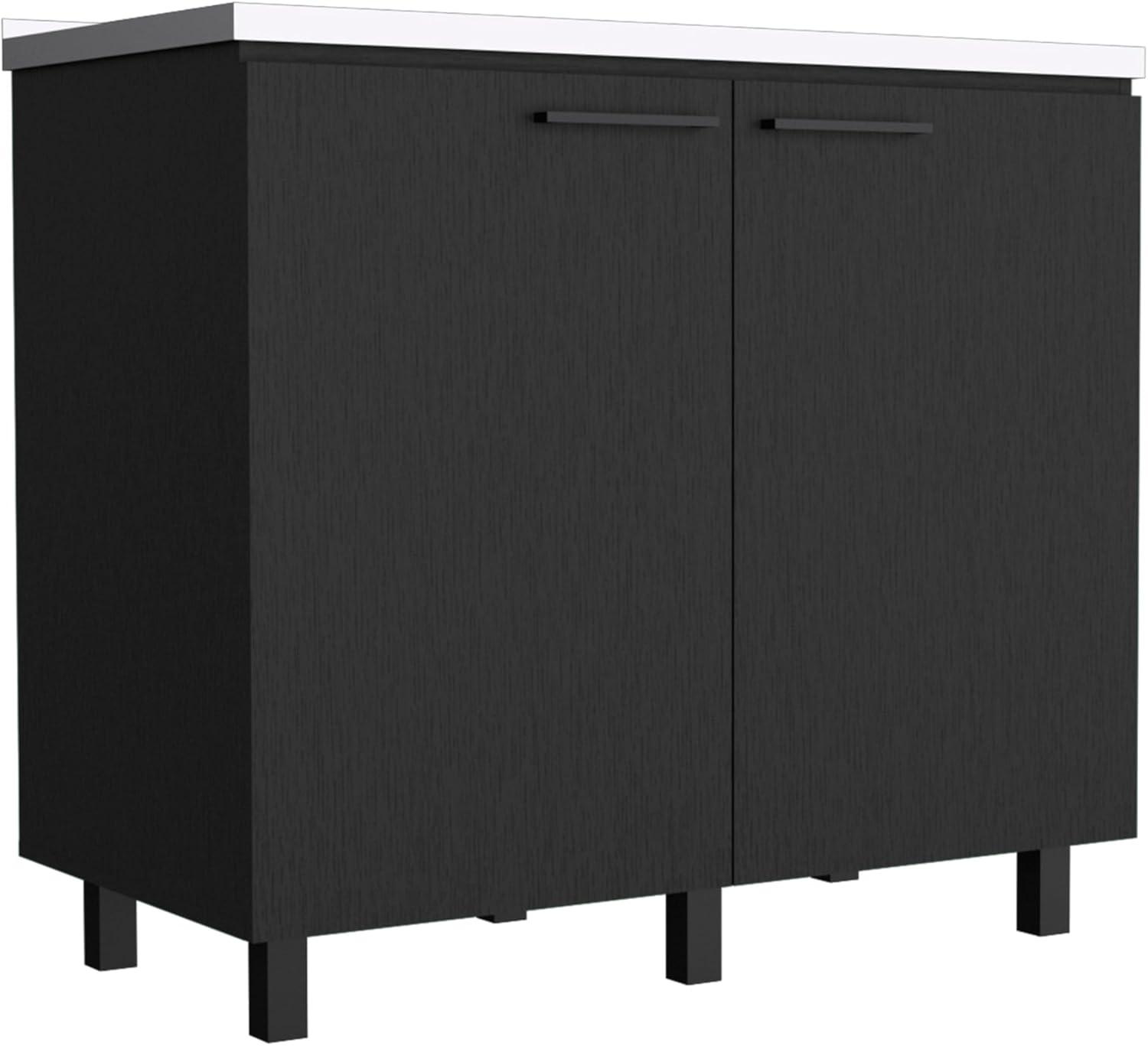 TUHOME Napoles 2 Utility Sink with Cabinet  Engineered Wood Cabinets in  Black