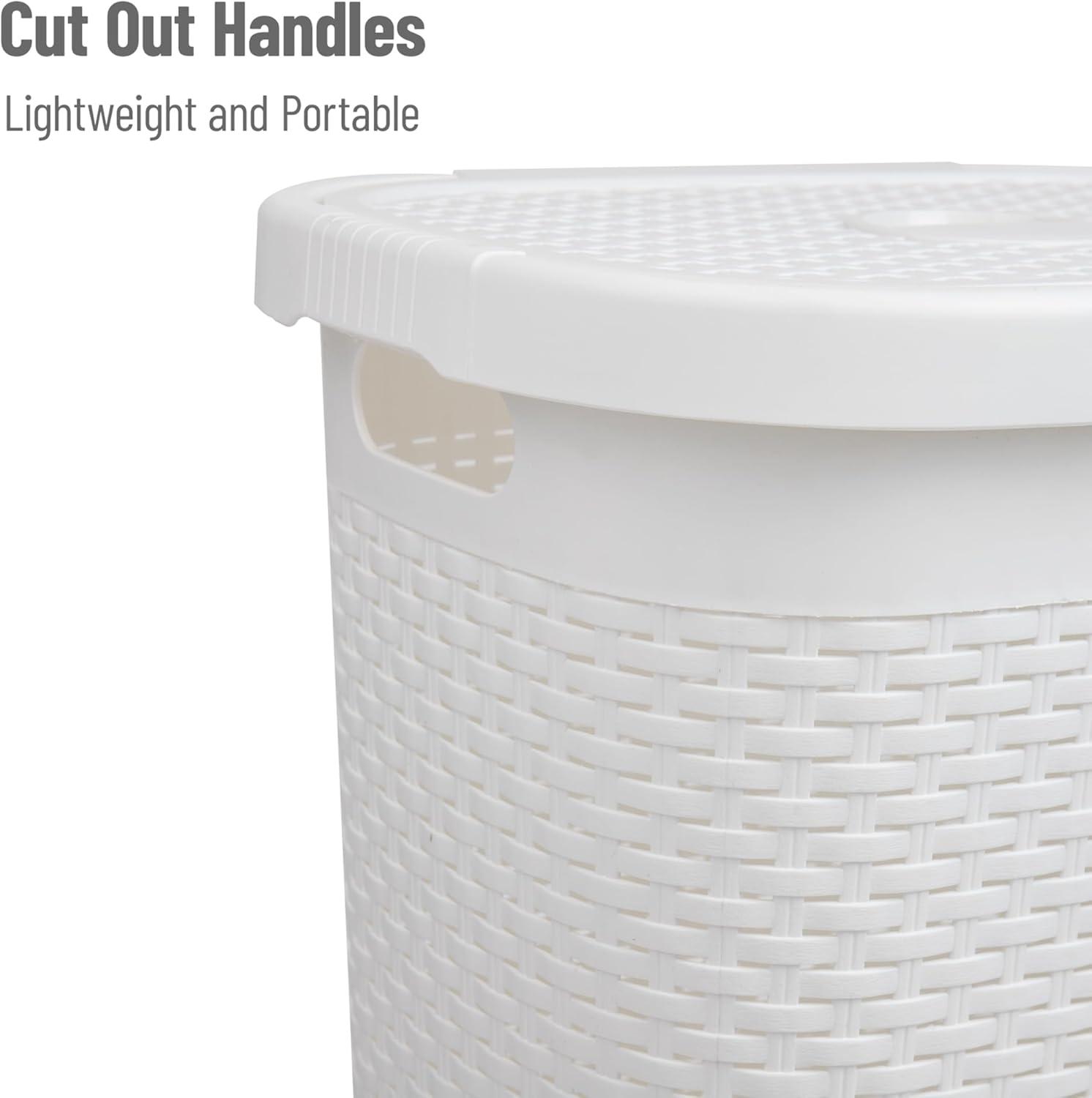Mind Reader 50L Slim Laundry Hamper, Clothes Basket, Lid, Plastic, 17.65"L x 13.75"W x 21"H