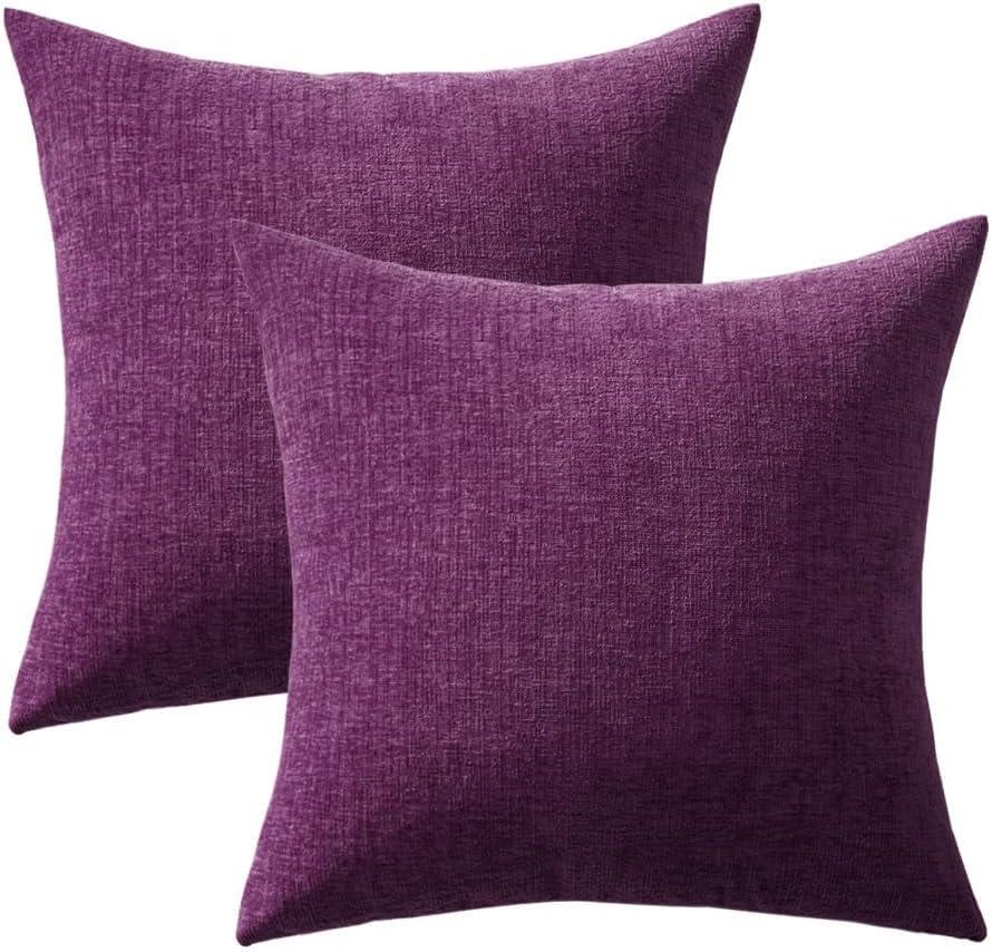 2 Pack Throw Pillow Covers 18x18 inch, Purple Pillow Covers for Bed Room Living Couch Home Dercoration