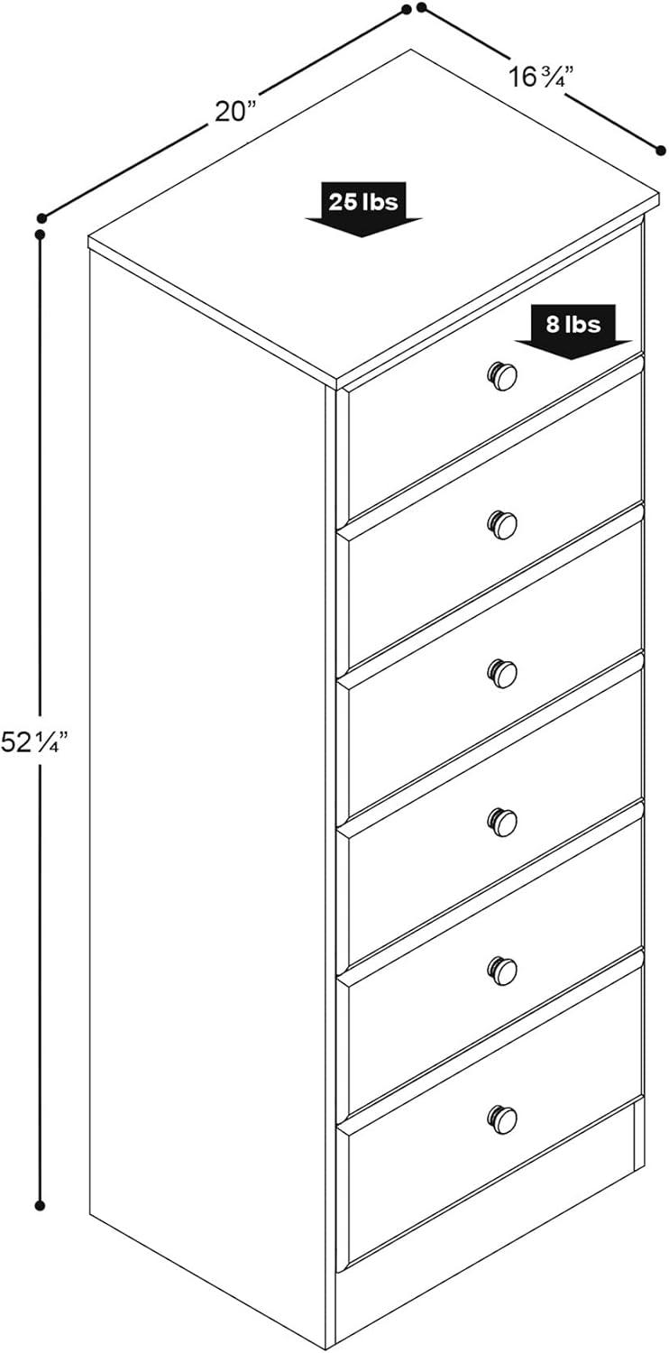 Astrid 6 Drawer Tall Chest Drifted Gray - Prepac: Space-Saving Storage for Small Rooms