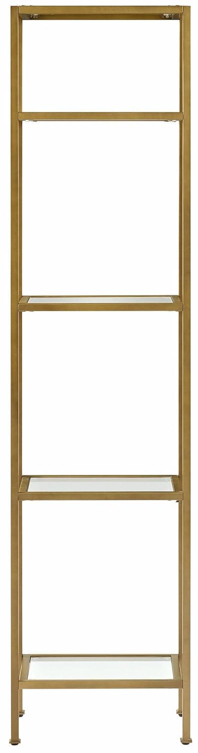 73" Aimee Narrow Etagere - Crosley: Modern Luxury Glass Shelf Unit, Powder-Coated Steel Frame, 4-Tier