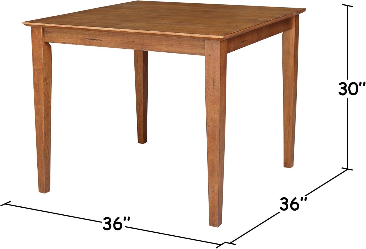 36"x36" Solid Wood Dining Table with Shaker Styled Legs Distressed Oak - International Concepts: Rubberwood, 4-Seater, Traditional Style