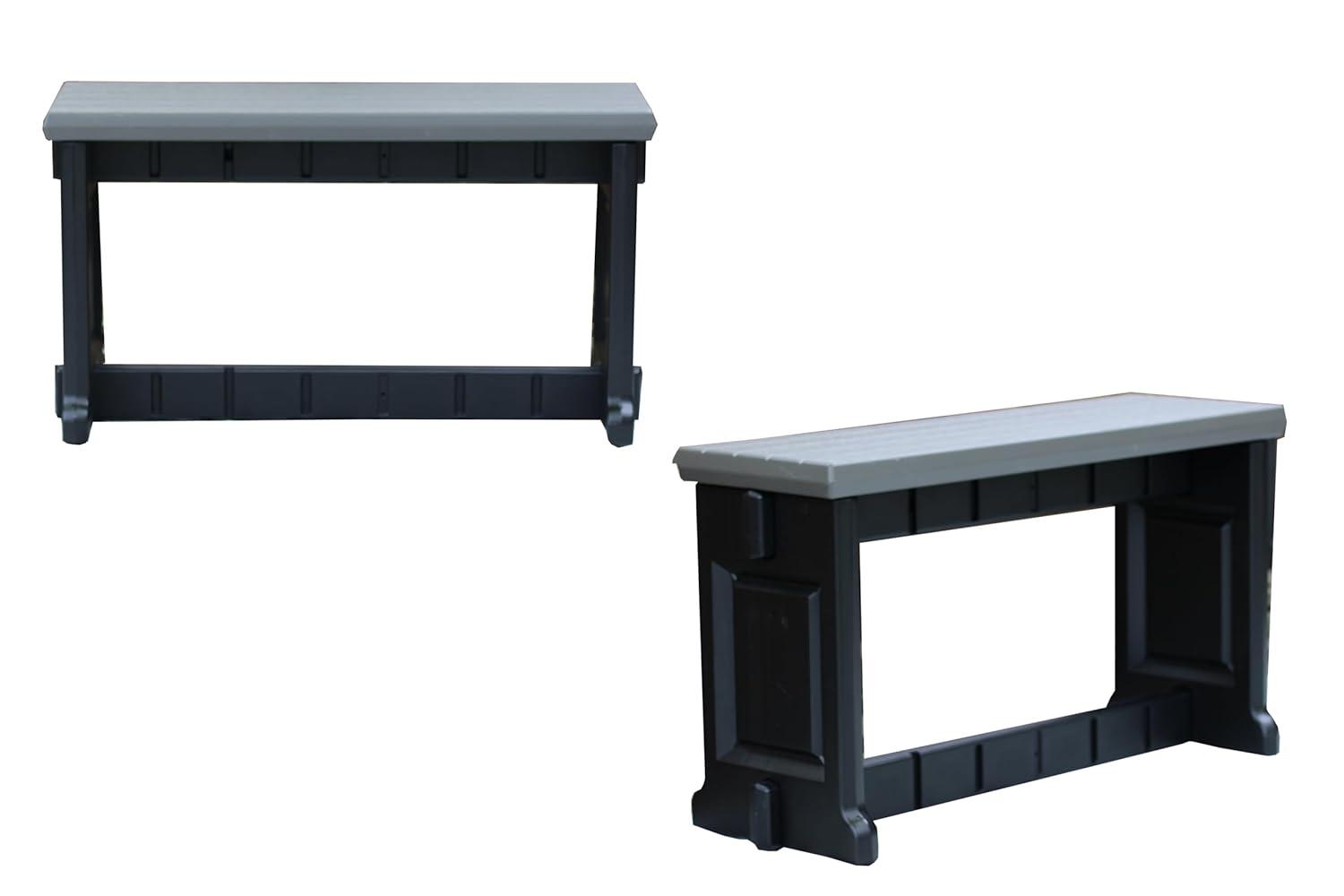 NEW Leisure Accents 36" Long Outdoor Indoor Deck Patio Resin Bench Redwood/Beige