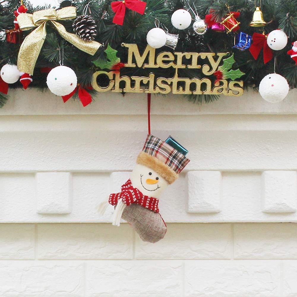 JOYFY 12 Pcs Mini Christmas Stockings 3D Bulk Xmas Stockings Santa Snowman Reindeer Burlap Stockings for Present Holders Treat Bags