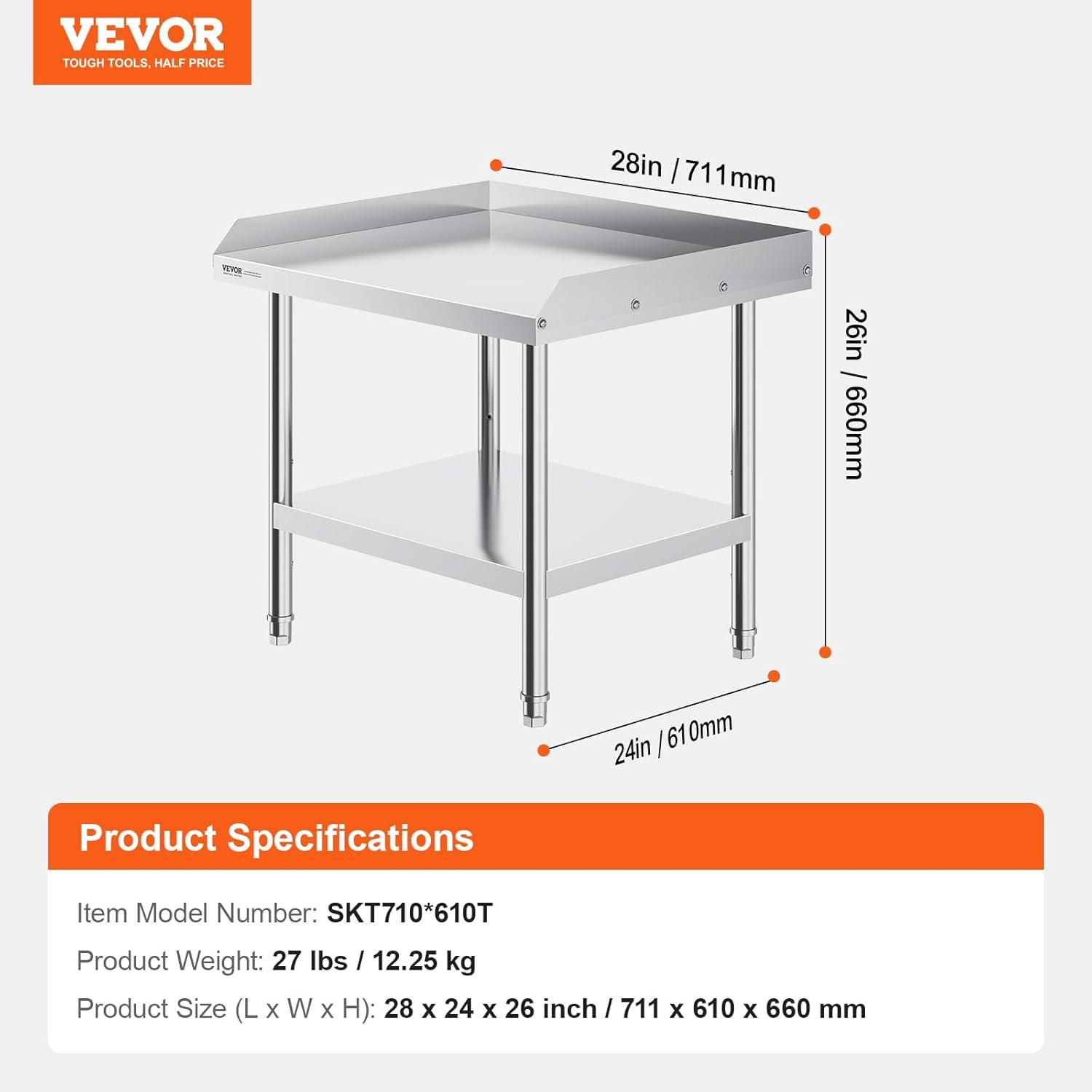 VEVOR VEVOR Stainless Steel 24'' H Work Table