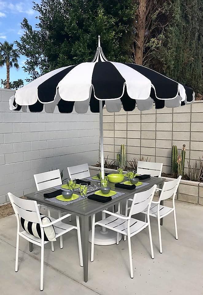 California Umbrella Pagoda 8.5-ft. Striped Pacifica Patio Umbrella