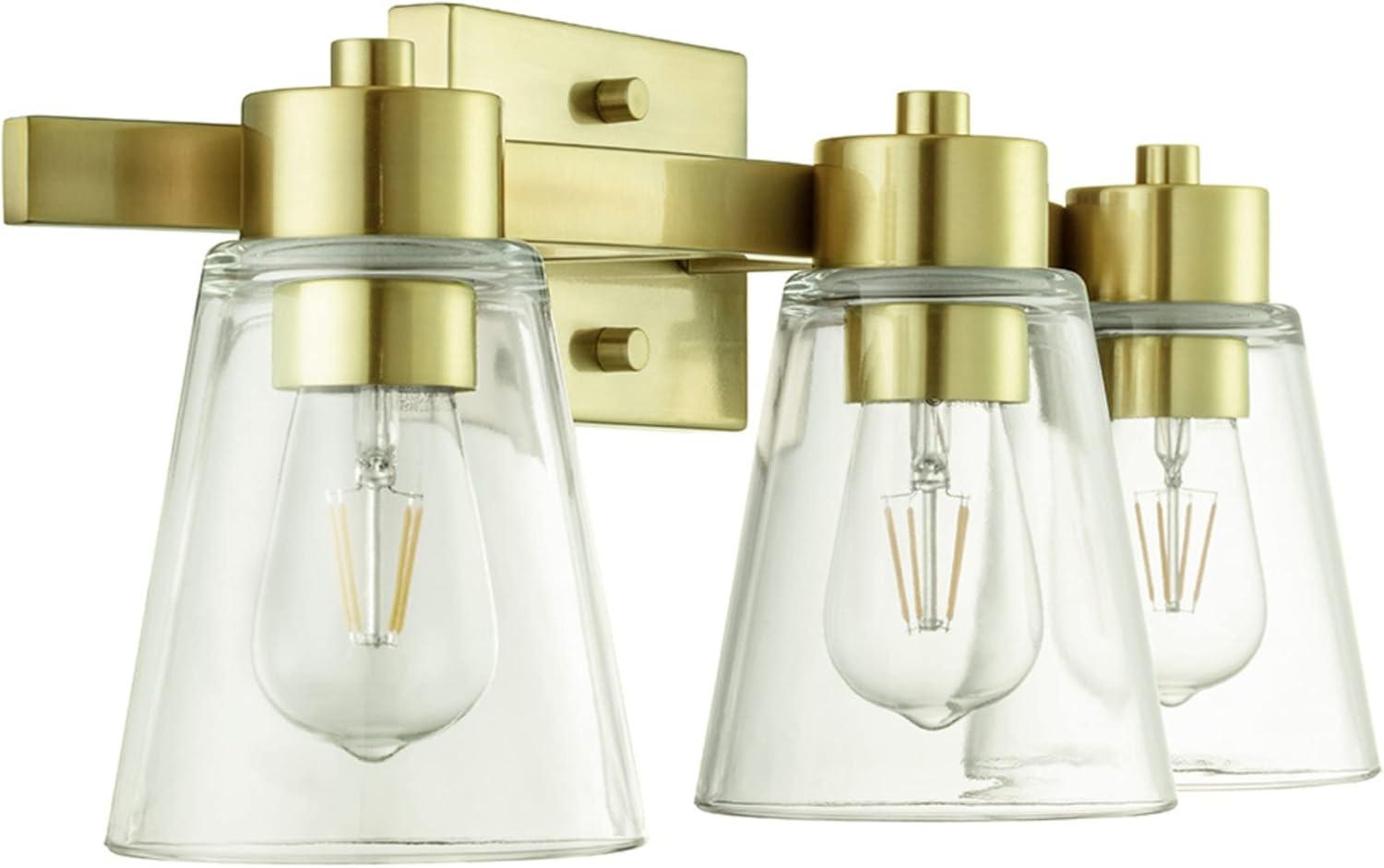 Prominence Home Fairendale 3-Light Soft Gold Bathroom Vanity Light with Clear Glass Shade