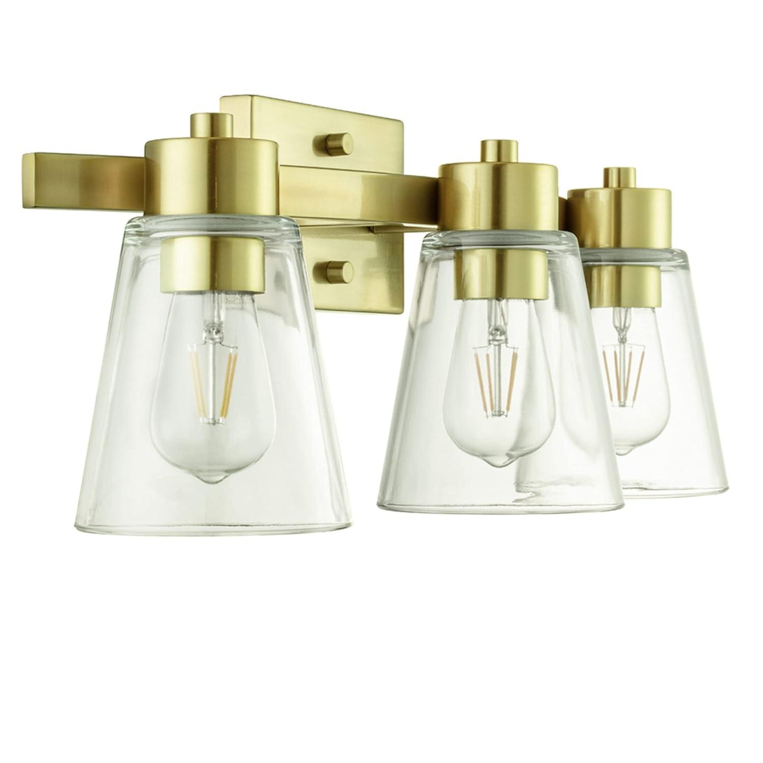 Prominence Home Fairendale 3-Light Soft Gold Bathroom Vanity Light with Clear Glass Shade