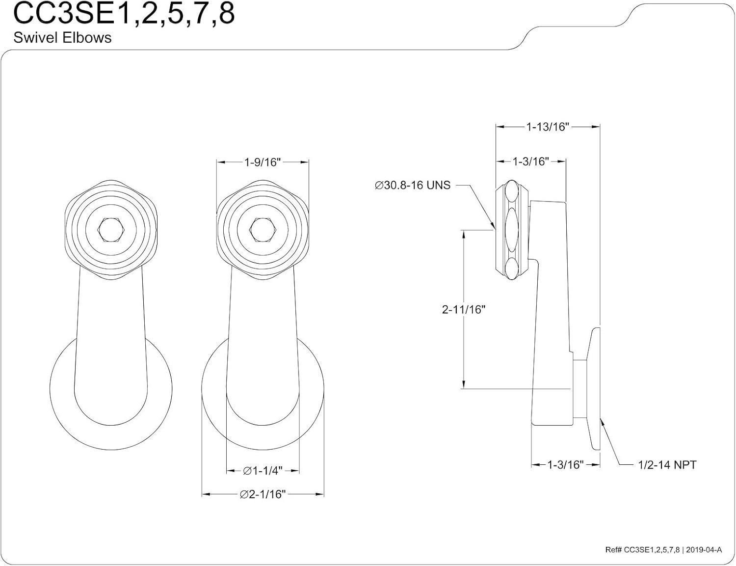 Kingston Brass Vintage Swivel Elbows for Wall Mount Tub Faucet