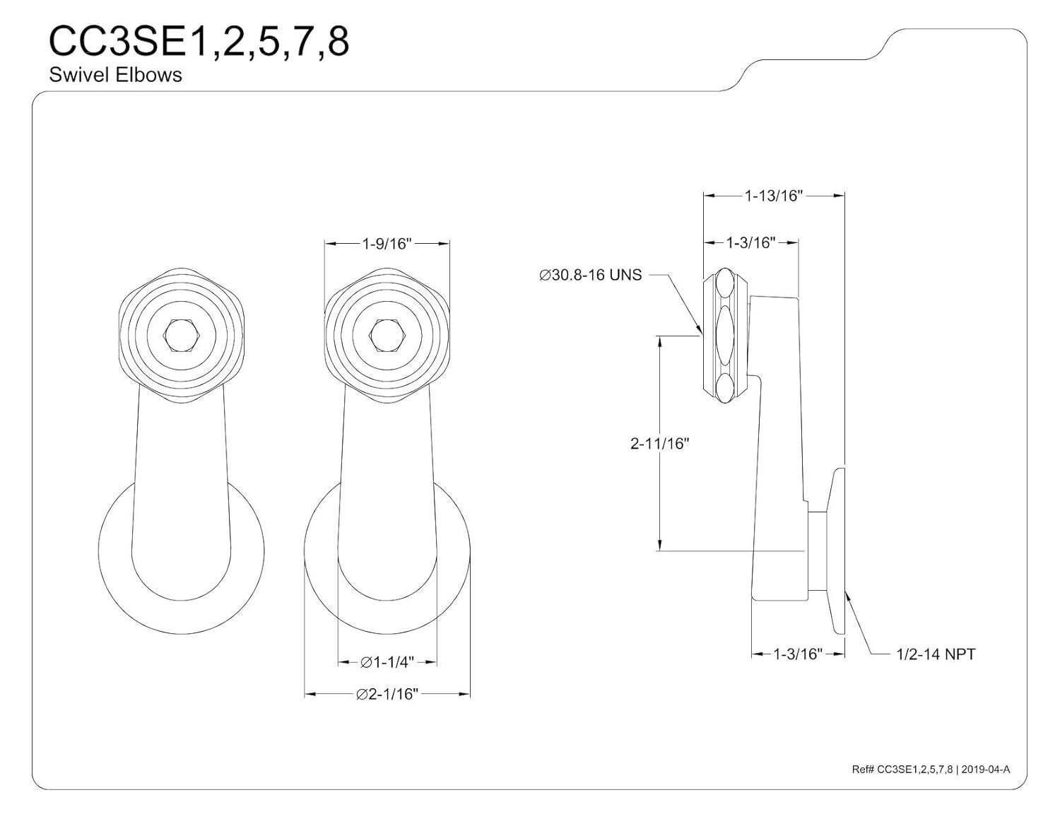 Kingston Brass Vintage Swivel Elbows for Wall Mount Tub Faucet
