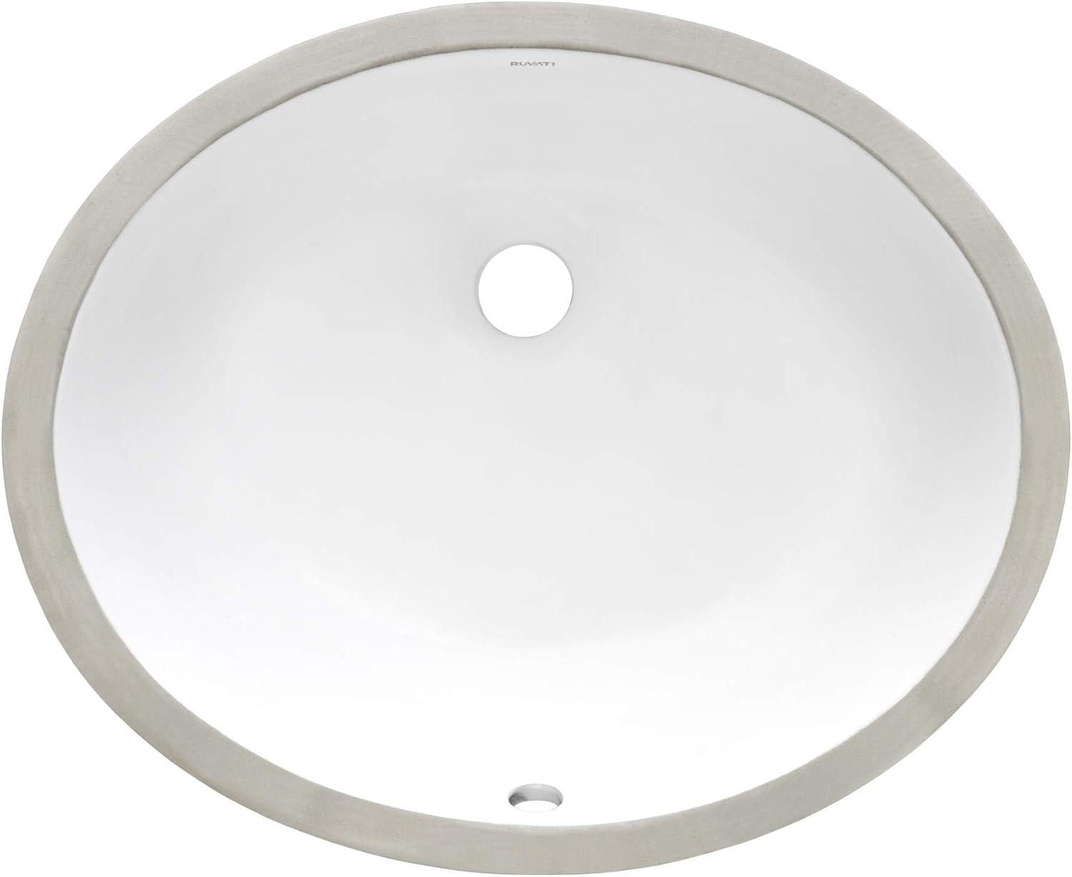Ruvati RVB0616 Ruvati inch Undermount Bathroom Vanity Sink White Oval Porcelain Ceramic with Overflow