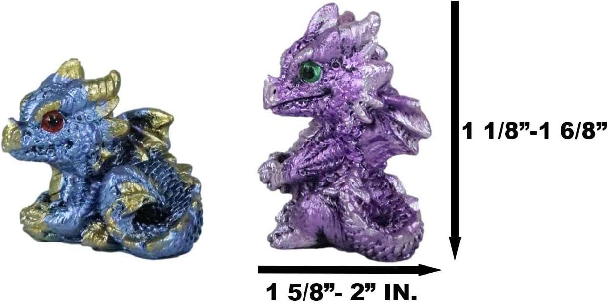 Ebros Set of 12 Colorful Red Green Purple Blue Baby Dragons Miniature Figurine