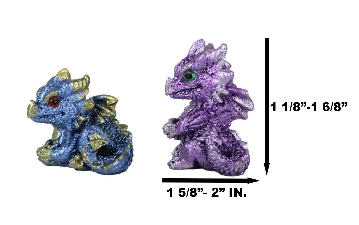 Ebros Set of 12 Colorful Red Green Purple Blue Baby Dragons Miniature Figurine
