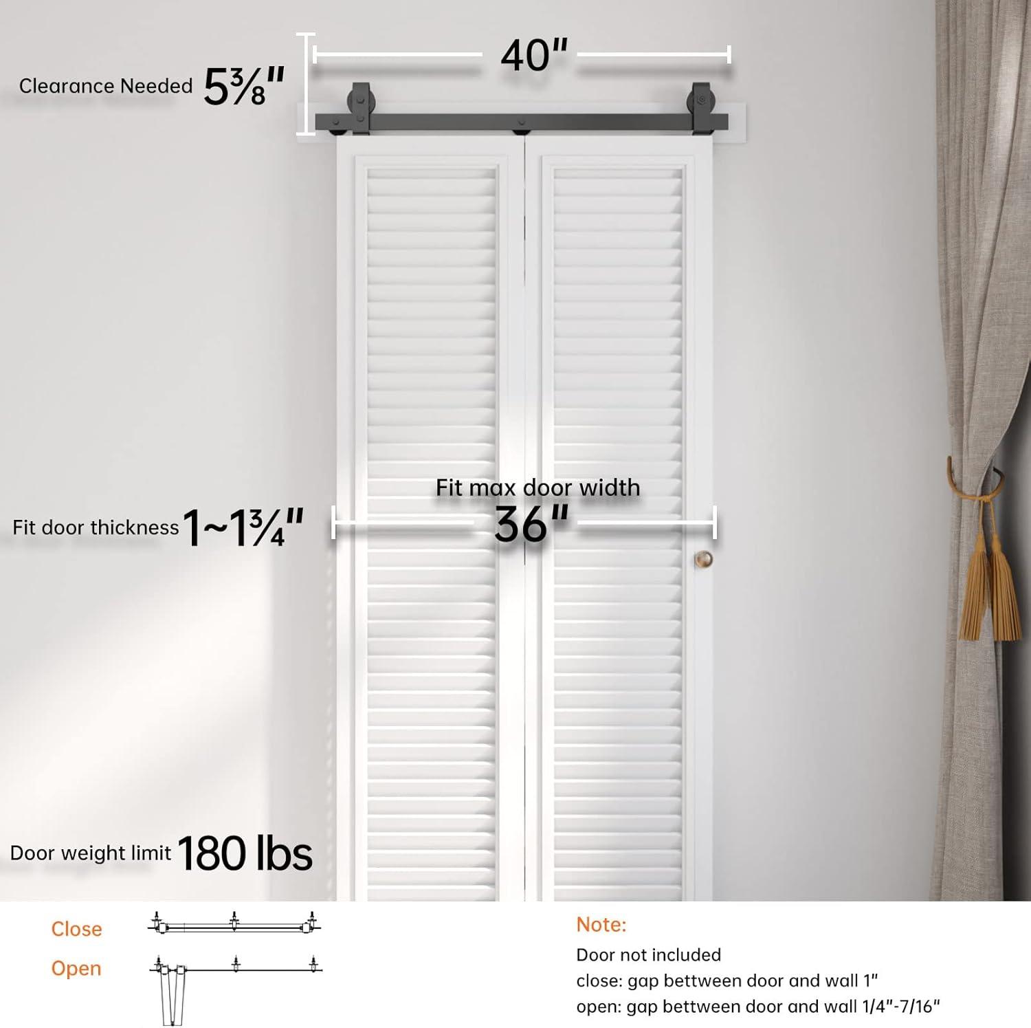 MAXAYA 36" Bifold Barn Door Hardware Kit - Space Saving Folding ...