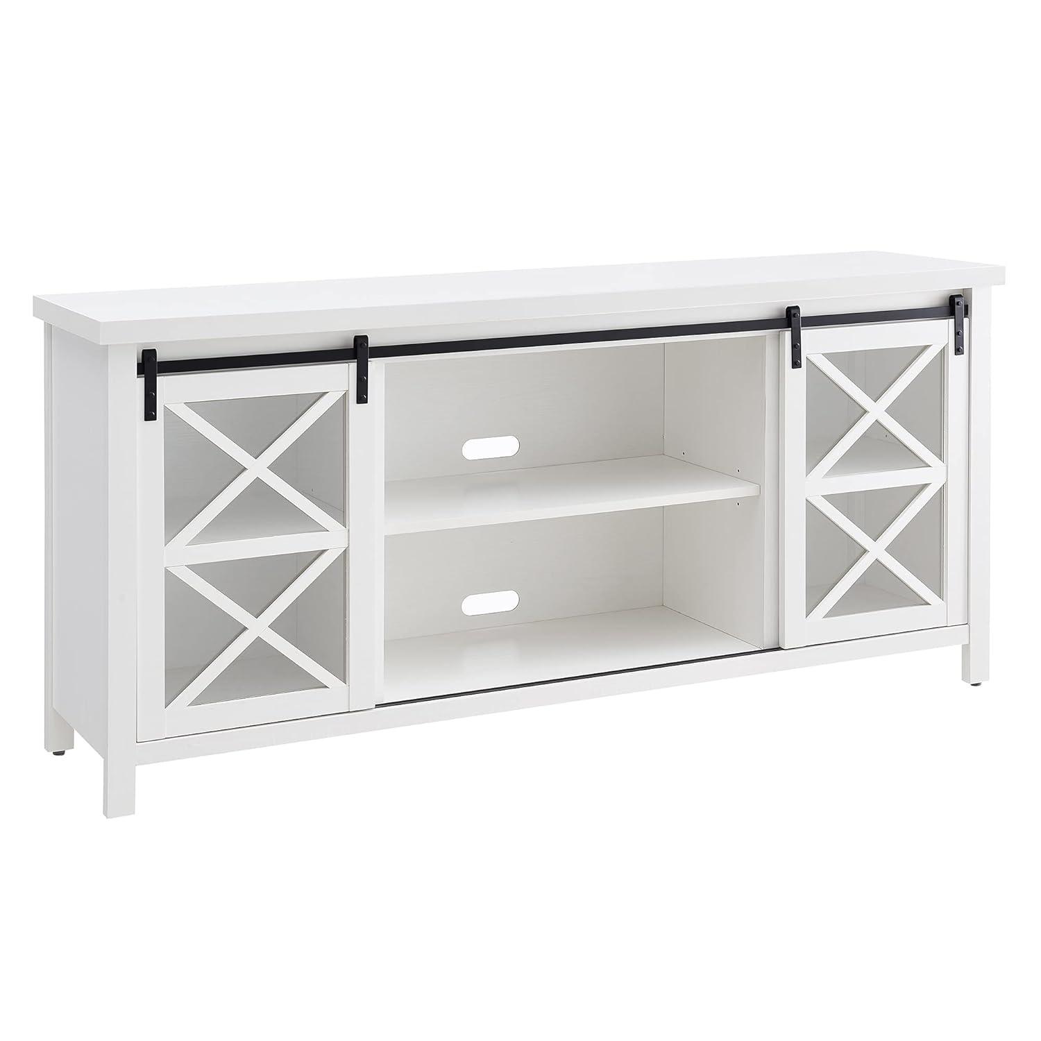 Evelyn&Zoe Clementine Rectangular TV Stand for TV's up to 75", Black Grain