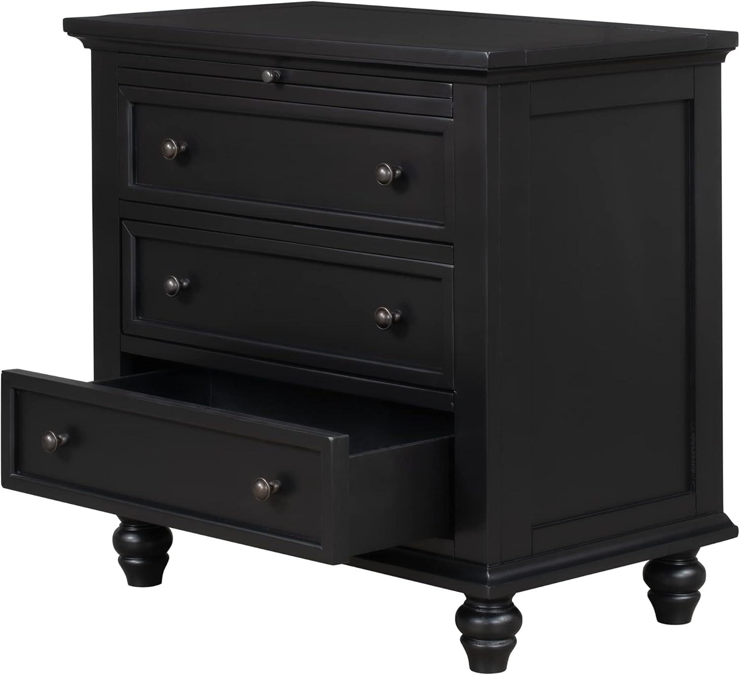 Historyli Go5H Bedside Table With 3 Drawers, Solid Wood Legs, Pull Out Tray Pine Wood Night Stand, Modern Side End Table Cabinet For Office, Living Room, Bedroom