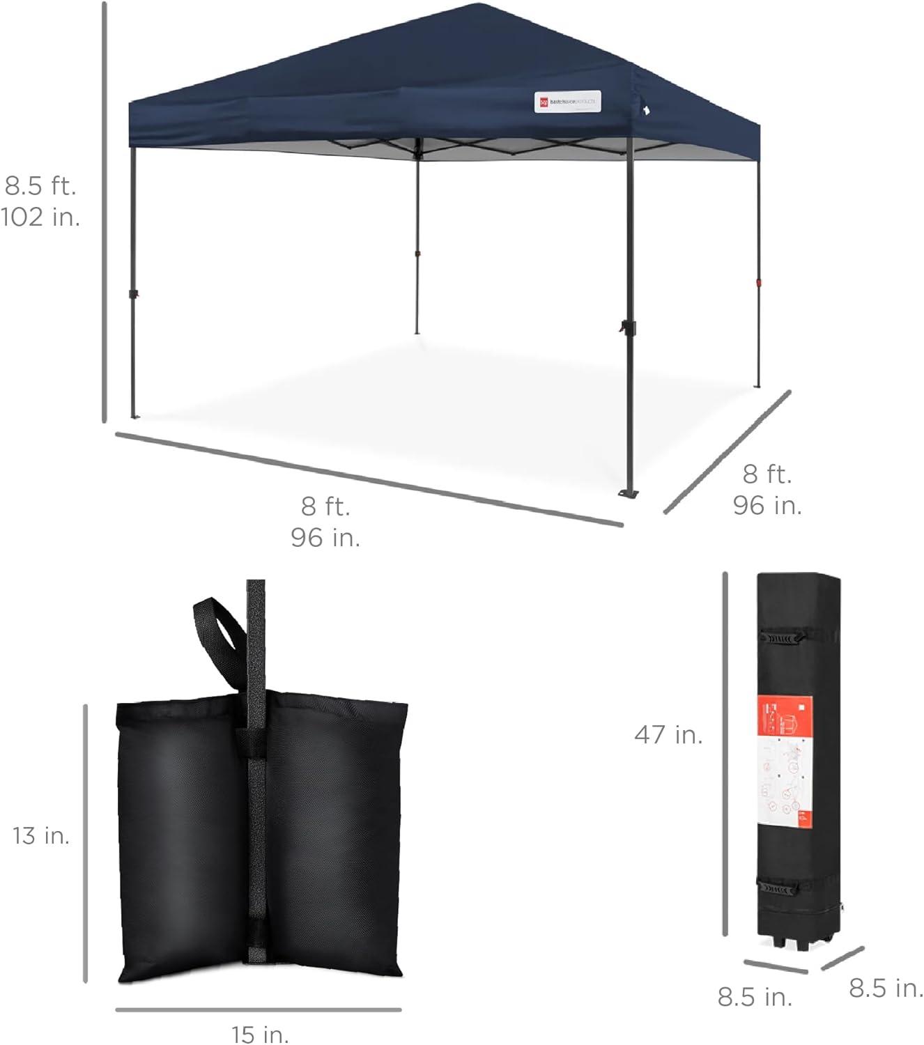 Best Choice Products Best Choice Products Easy Setup Pop Up Canopy W/ 1-Button Setup, Wheeled Case, 4 Weight Bags