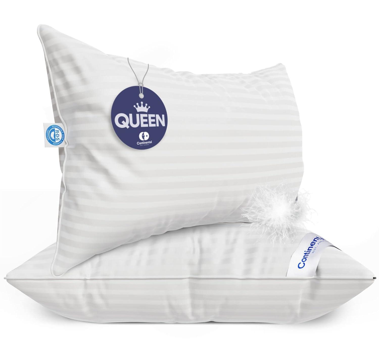 ContinentalBedding Continental Bedding Luxury 700 Fill Power Down Bed Pillows 2 Pack (Set of 2)