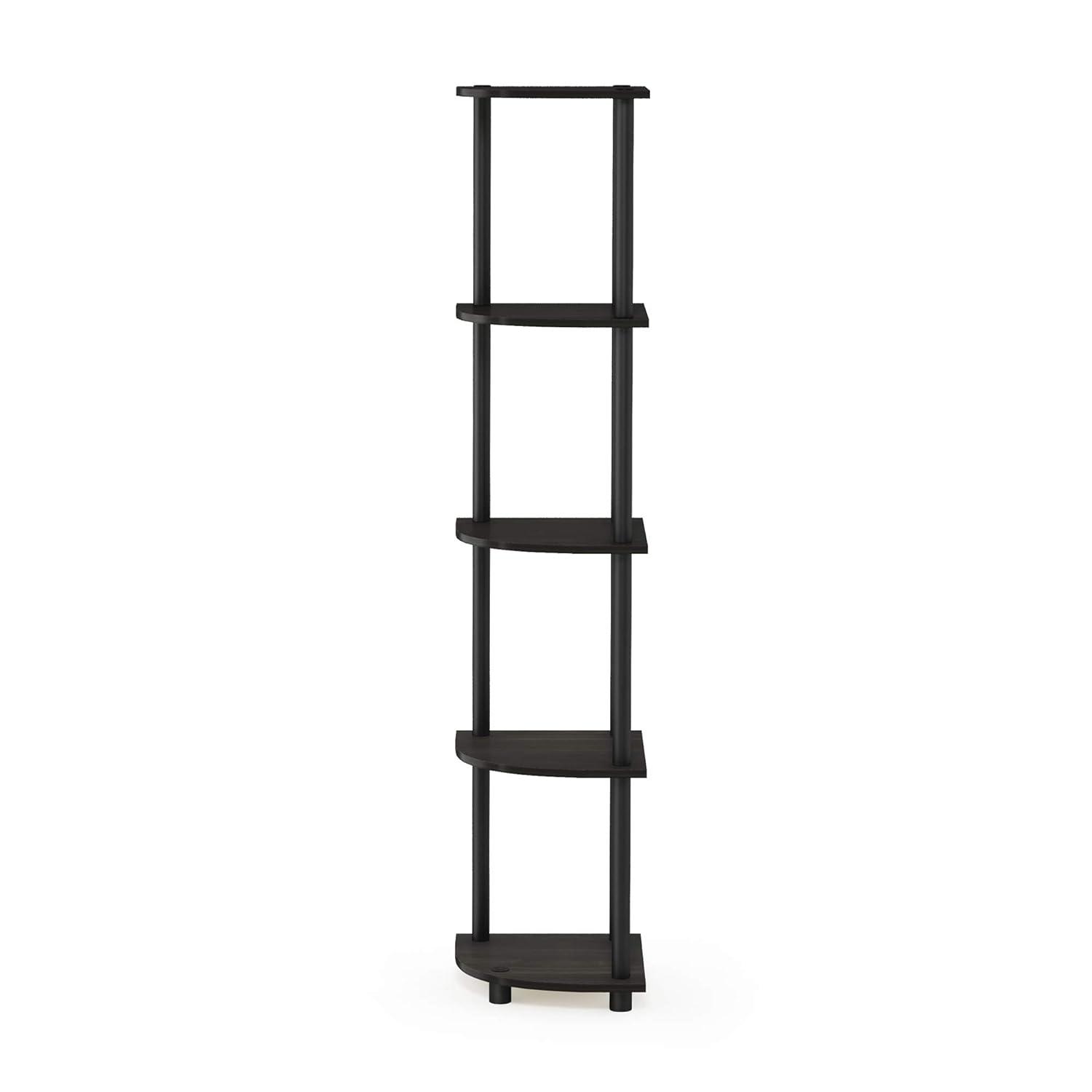 Furinno Turn-N-Tube 5 Tier Corner Display Rack Multipurpose Shelving Unit, Espresso & Black - 57.7 x 11.6 x 11.6 in.