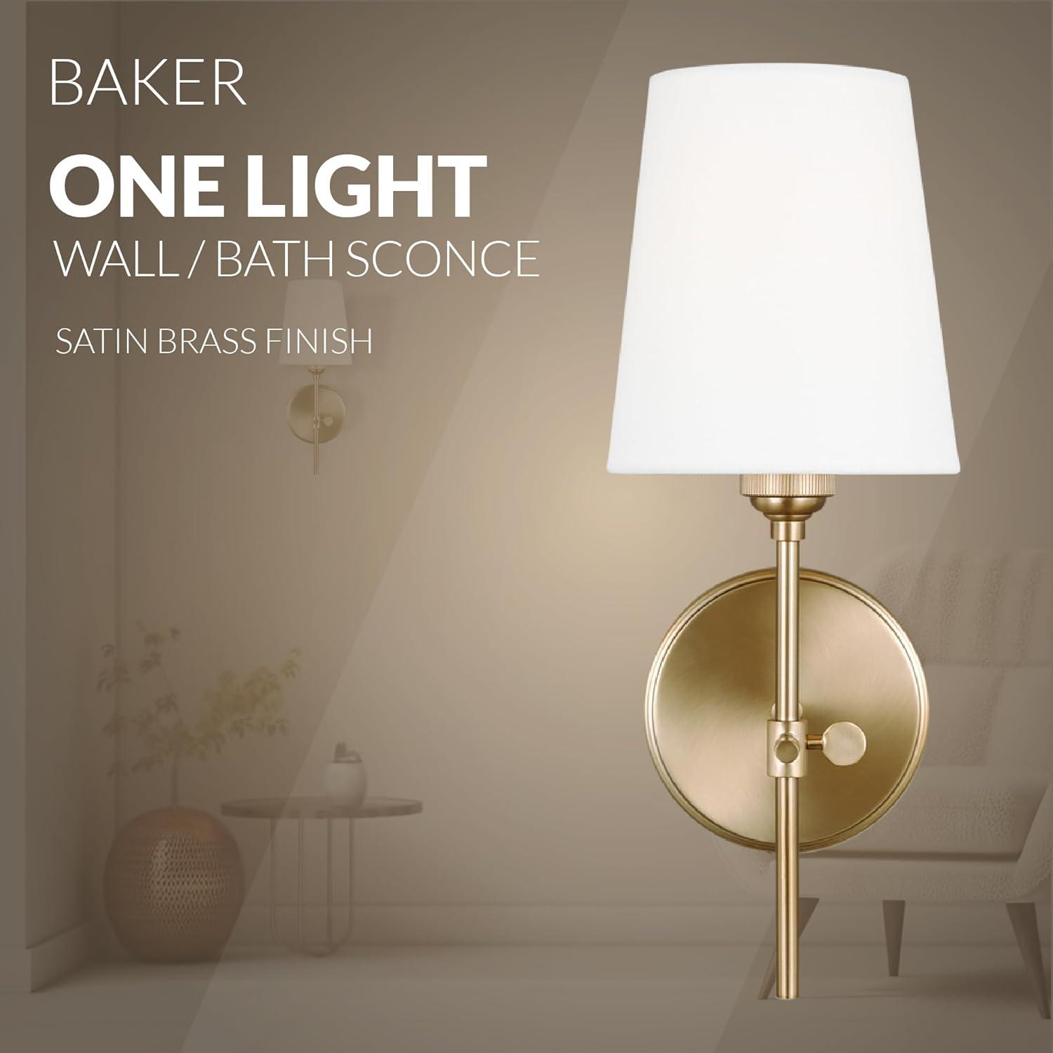 Generation Lighting 1-Light Baker Bath Fixture Wall Lamp Satin Brass 4187201-848 | Bathroom Light Fixture for Home Decor | Wall Sconce Vanity Light Fixture and Bathroom Accessory