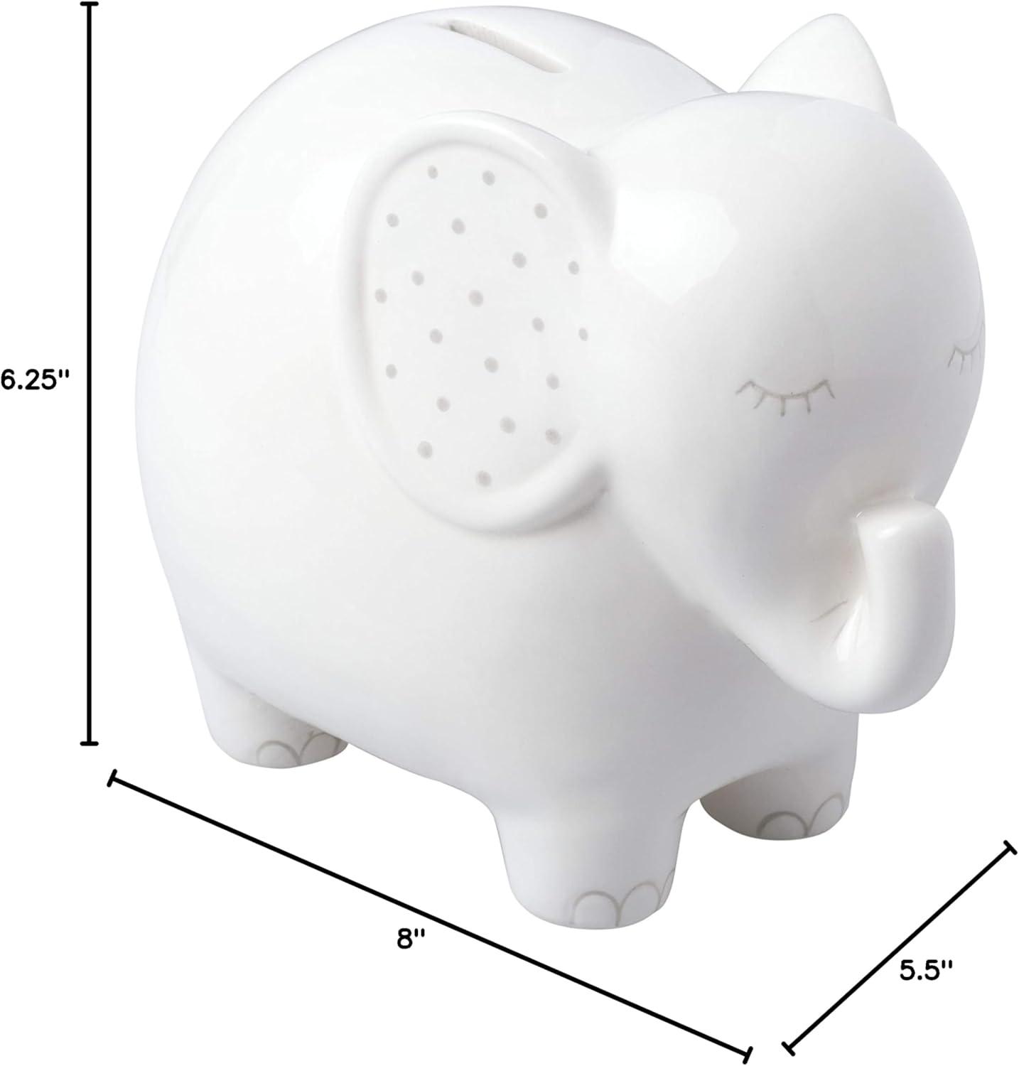 Pearhead Ceramic Elephant Bank - White