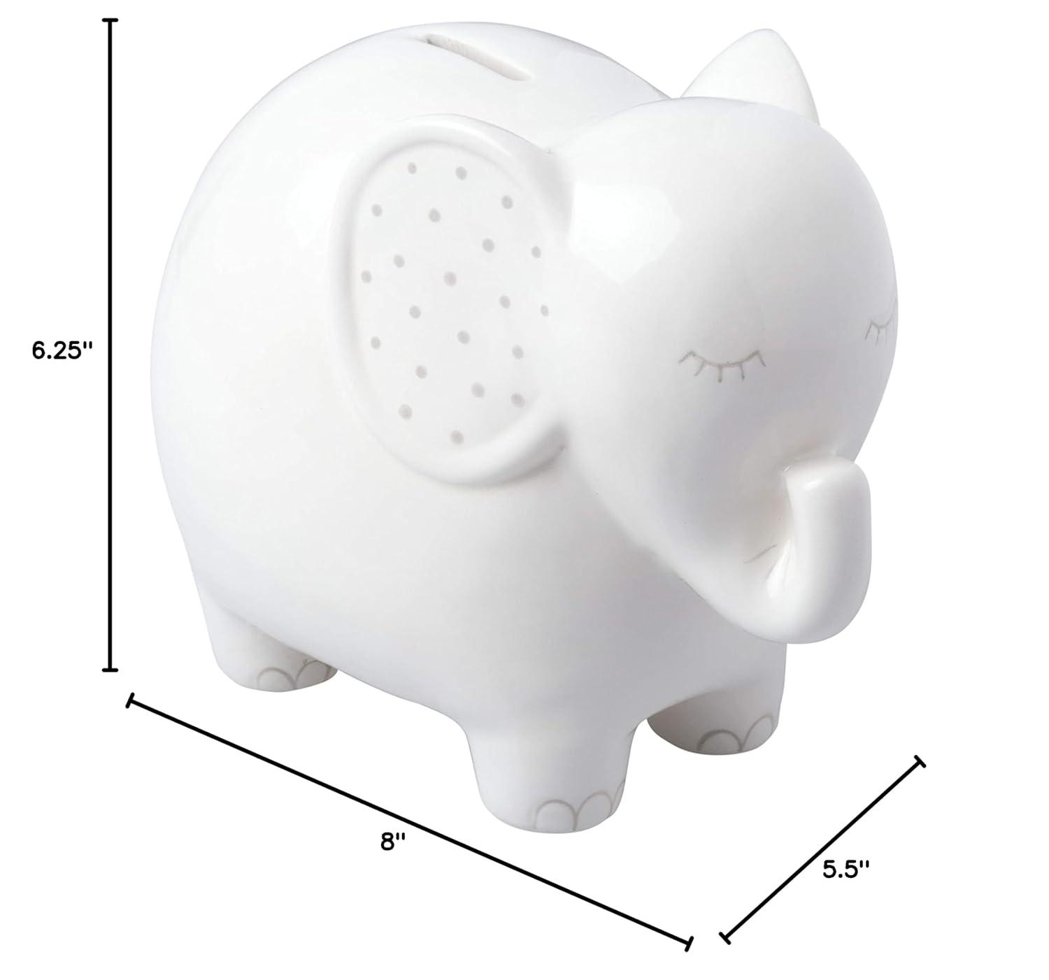 Pearhead Ceramic Elephant Bank - White
