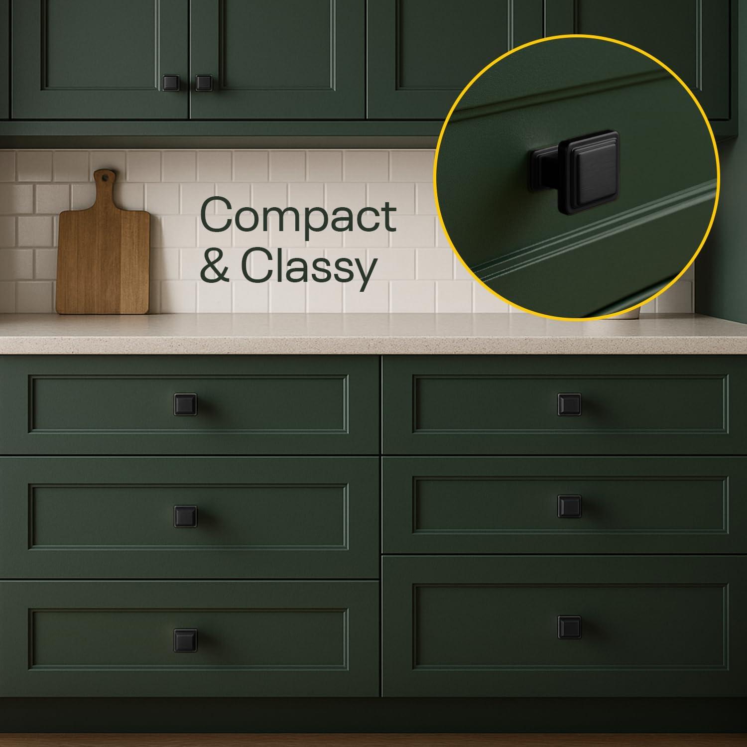 Single Hole Drawer Knobs - 10 Pack Black Cabinet Knobs - Square Dresser Knobs Dresser Handles Closet Door Knobs - Kitchen Cabinet Knobs - Cabinet Hardware