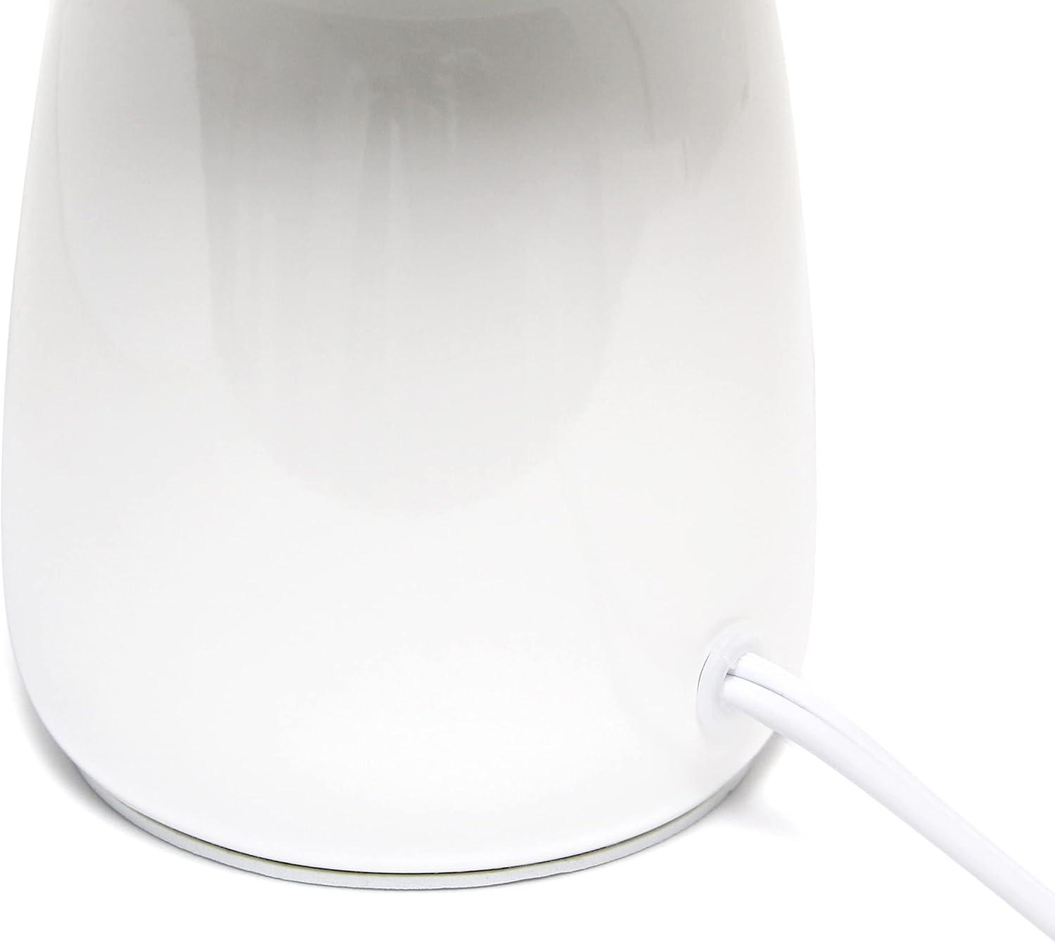 Simple Designs 10.04" Tall Traditional Ceramic Thimble Base Bedside Table Desk Lamp with Matching Fabric Shade for Home Decor, Nightstand, Bedroom, Living Room, Entryway, Office, Off White