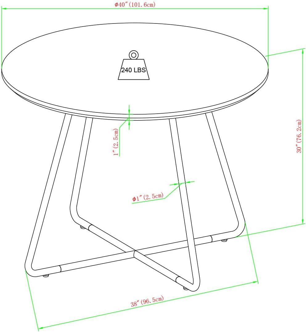 40" Modern Veneer and Metal Round Dining Table - Ash