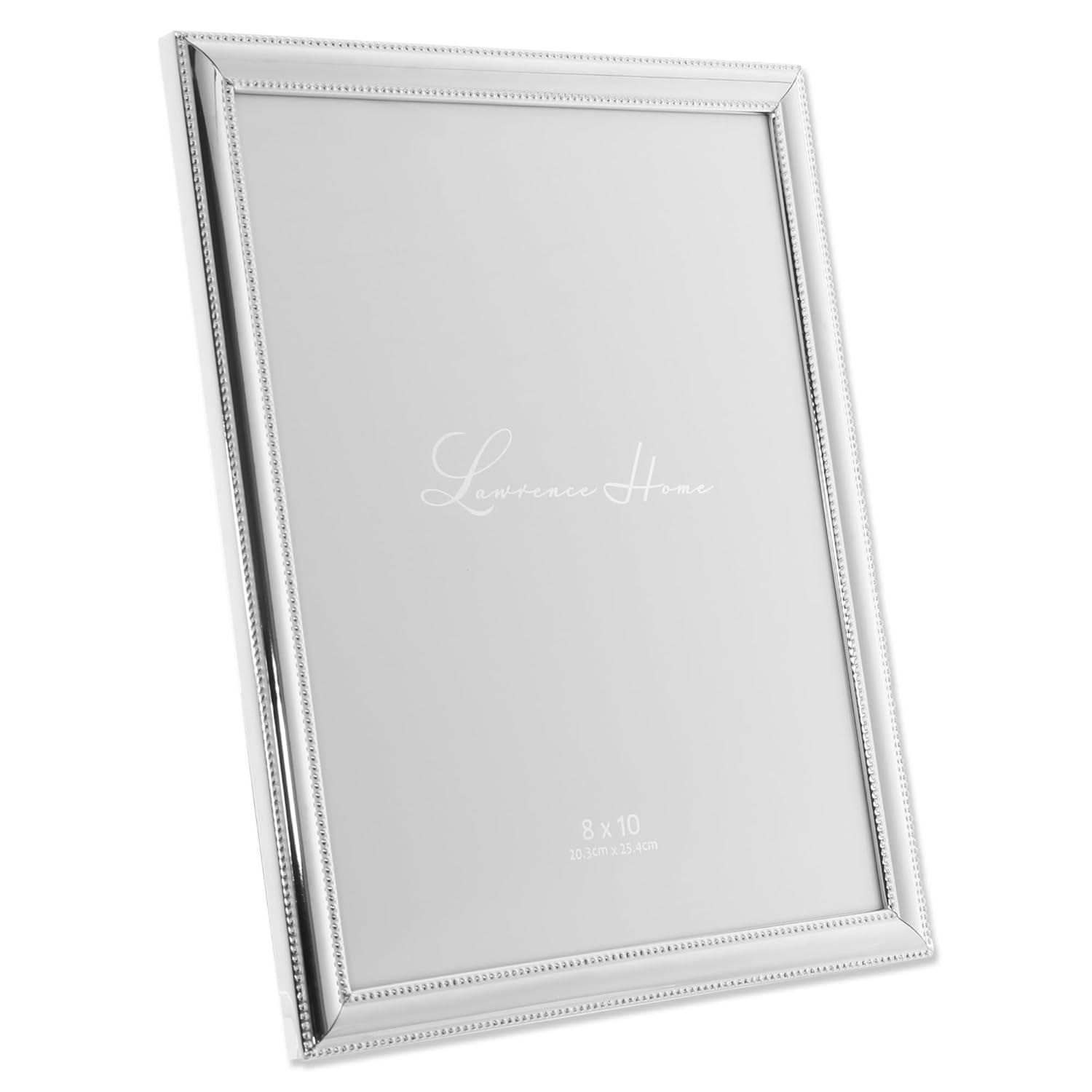 Lawrence Frames 8x10 Metal Picture Frame Silver-Plate with Delicate Beading
